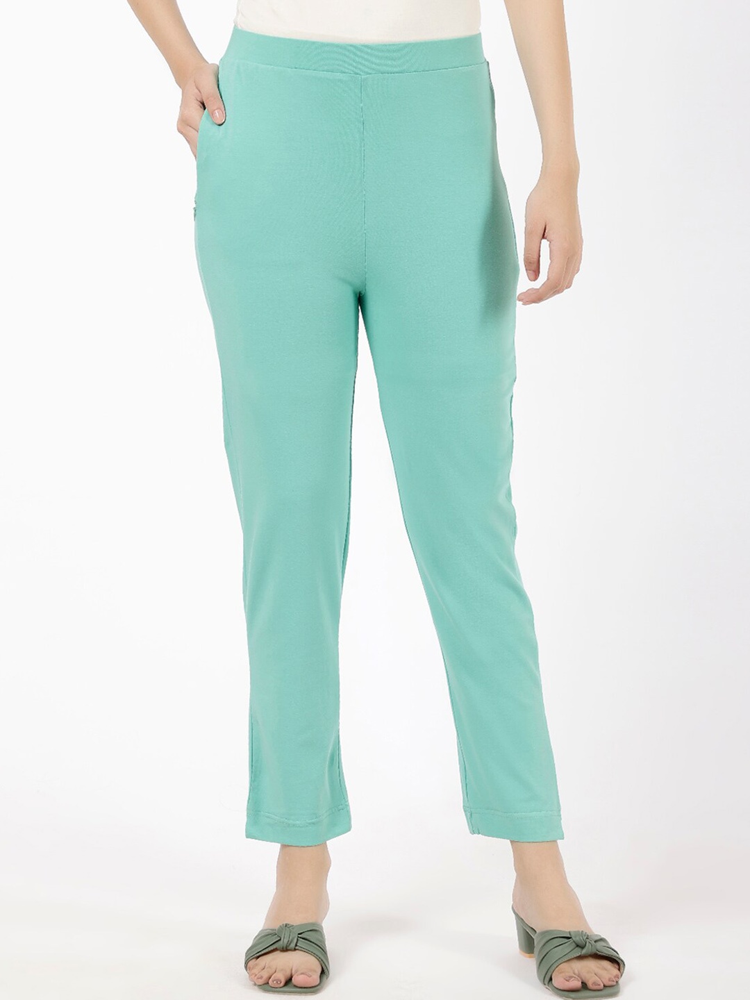 

SPIFFY Women Relaxed Straight Leg Straight Fit Cigarette Trousers, Green