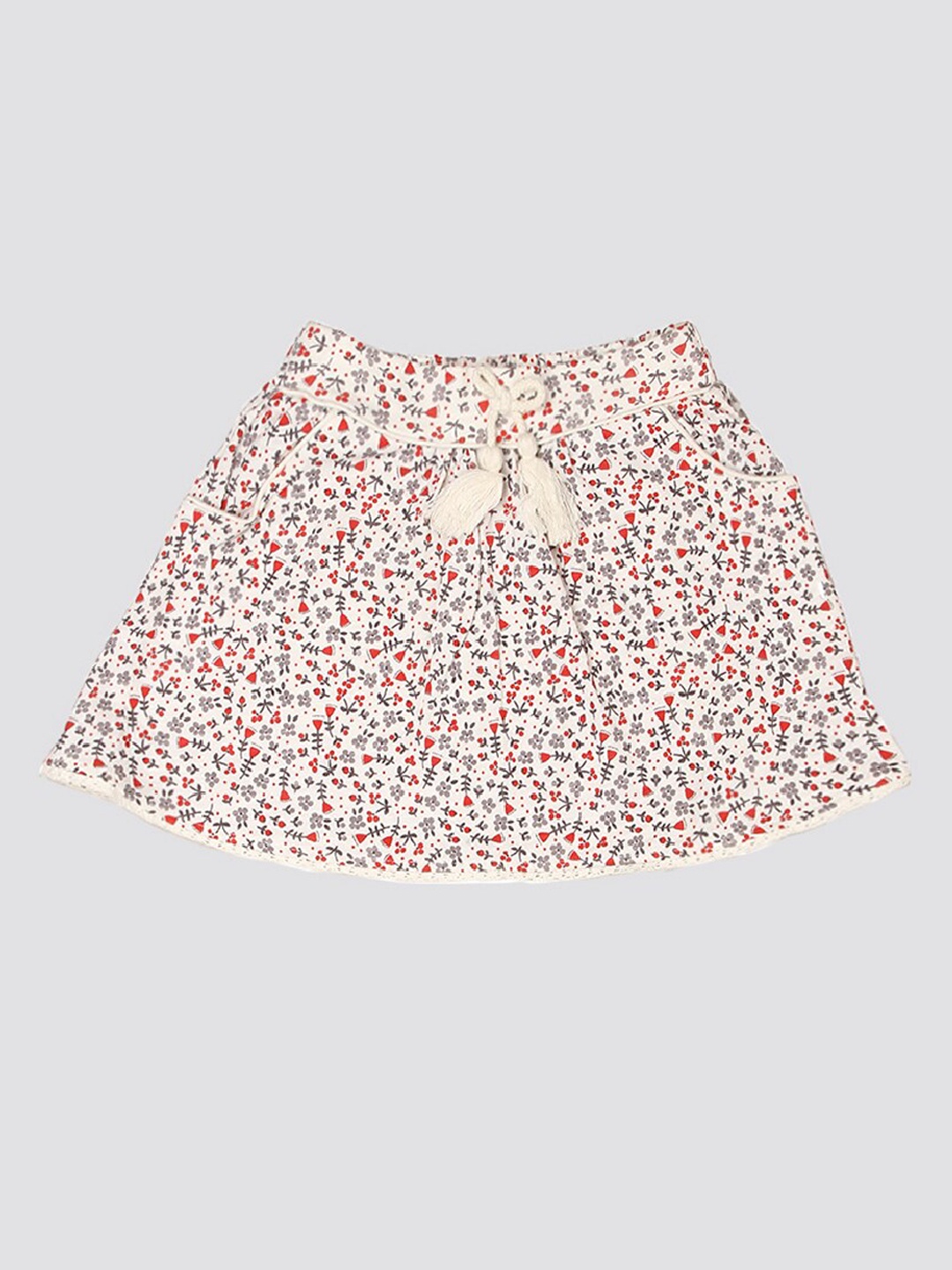 

mothercare Girls Printed Flared Knee Length Skirt, White