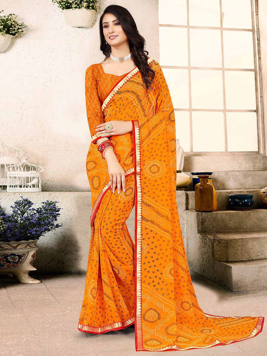 

Mitera Bandhani Zari Detailed Bandhani Saree, Yellow