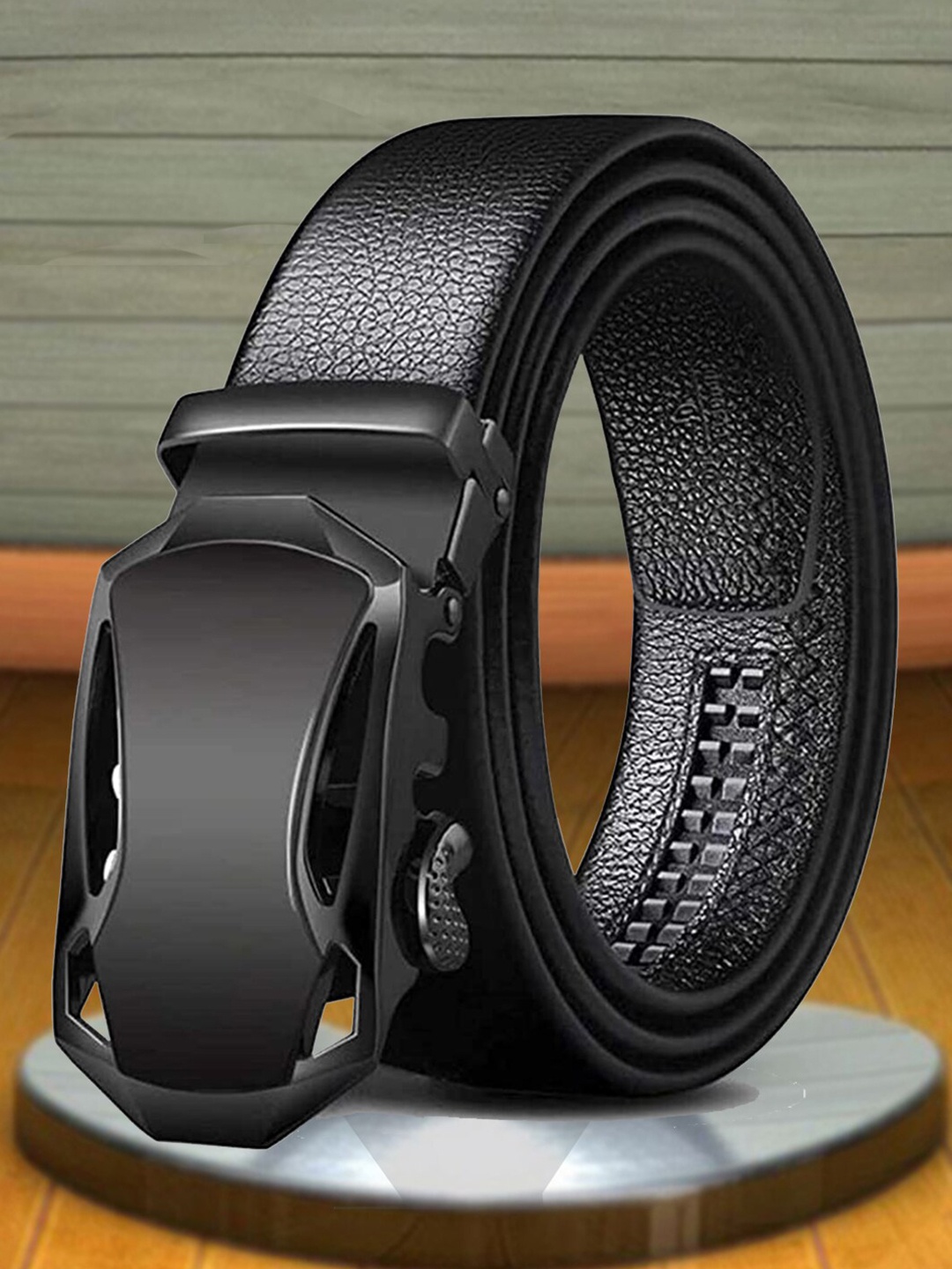 

Swiss Design Men Black Textured PU Belt