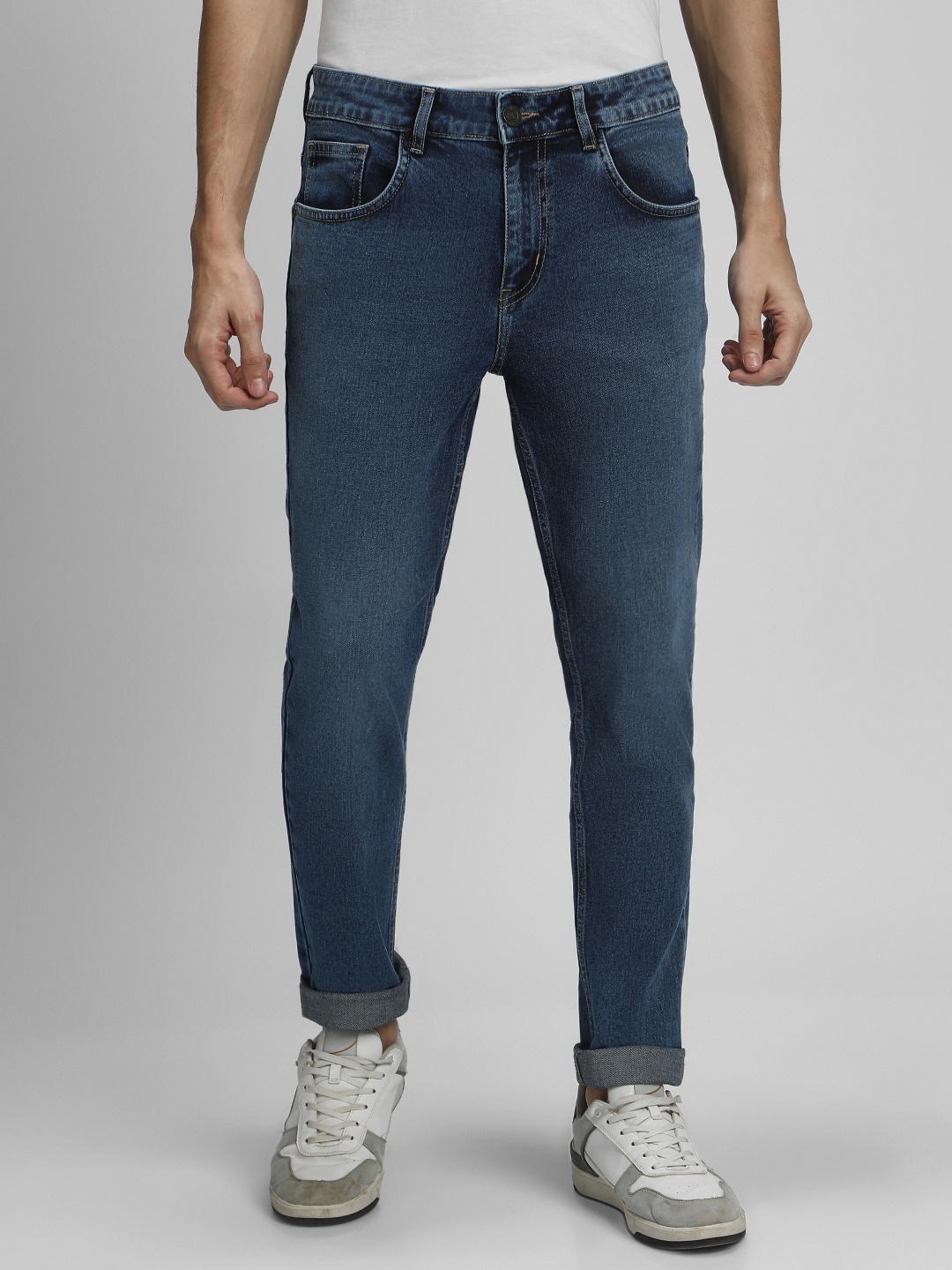 

Dennis Lingo Men Slim Fit Mid-Rise Clean Look Stretchable Jeans, Blue
