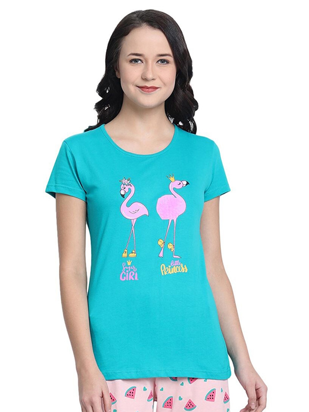 

BAESD Girls Graphic Printed Pure Cotton T-shirt with Capris, Blue