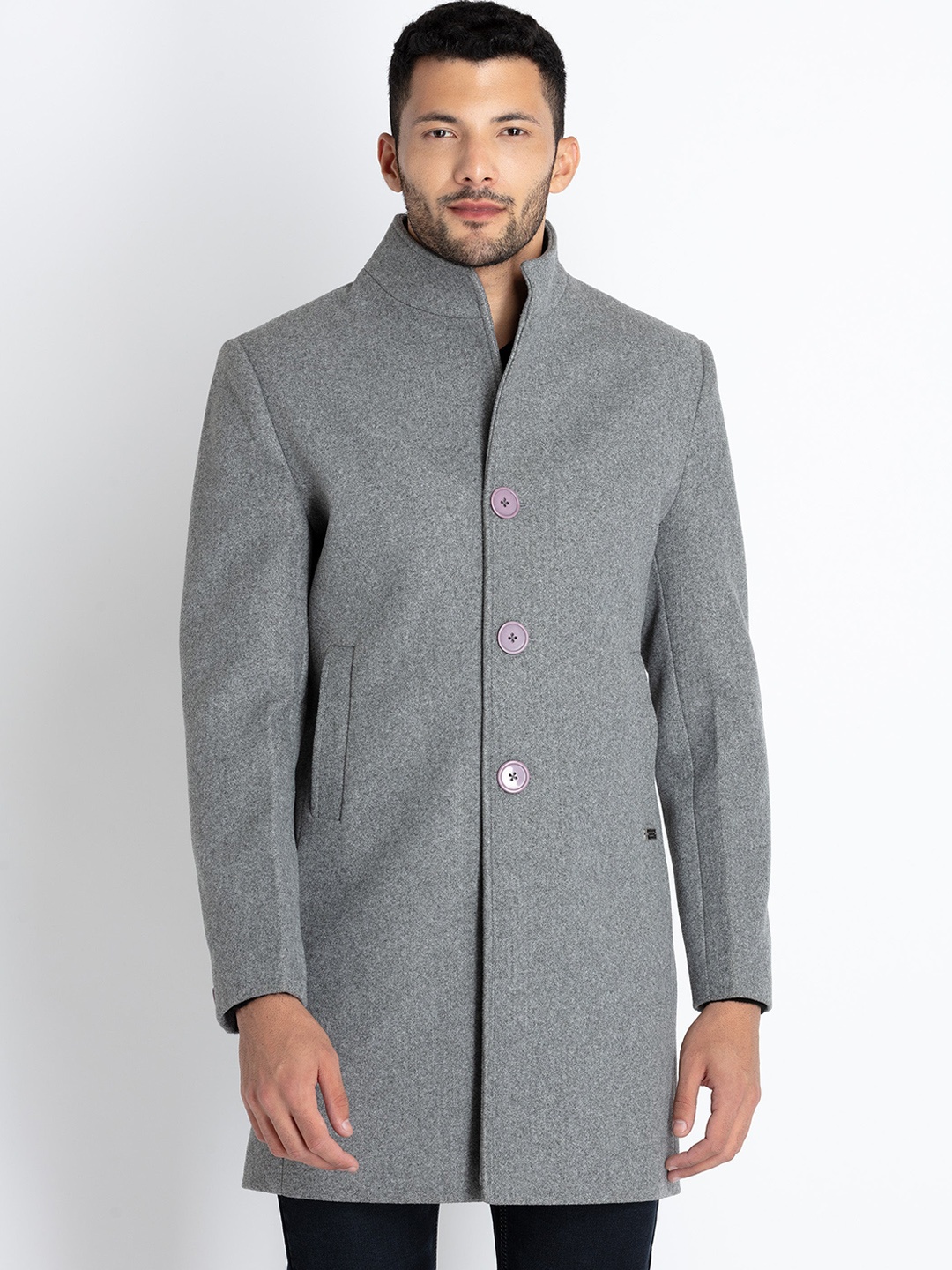 

Status Quo High Neck Tailored Longline Overcoat, Grey
