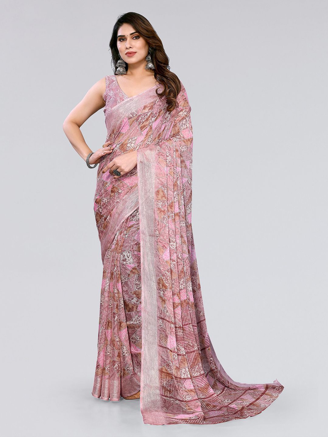 

KALINI Abstract Printed Saree, Pink
