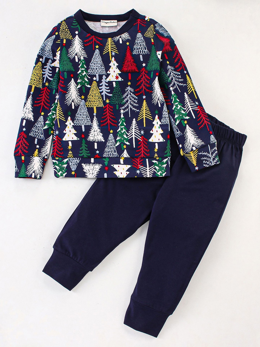 

CrayonFlakes Girls Jungle Conversational Printed T-Shirt With Trousers, Navy blue