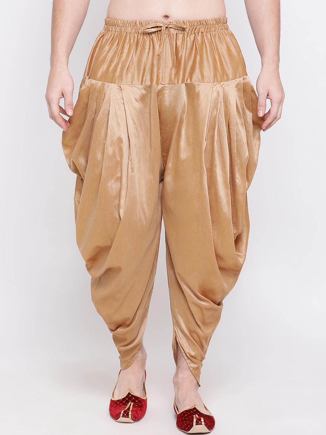

VASTRAMAY Men Mid-Rise Relaxed-Fit Cowl Dhoti Pant, Rose gold