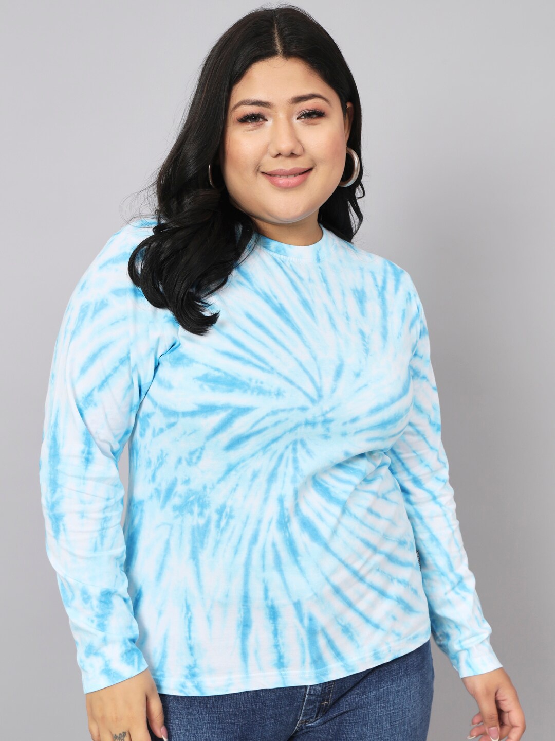 

BEYOUND SIZE - THE DRY STATE Plus Size Tie and Dyed Cotton T-shirt, Blue