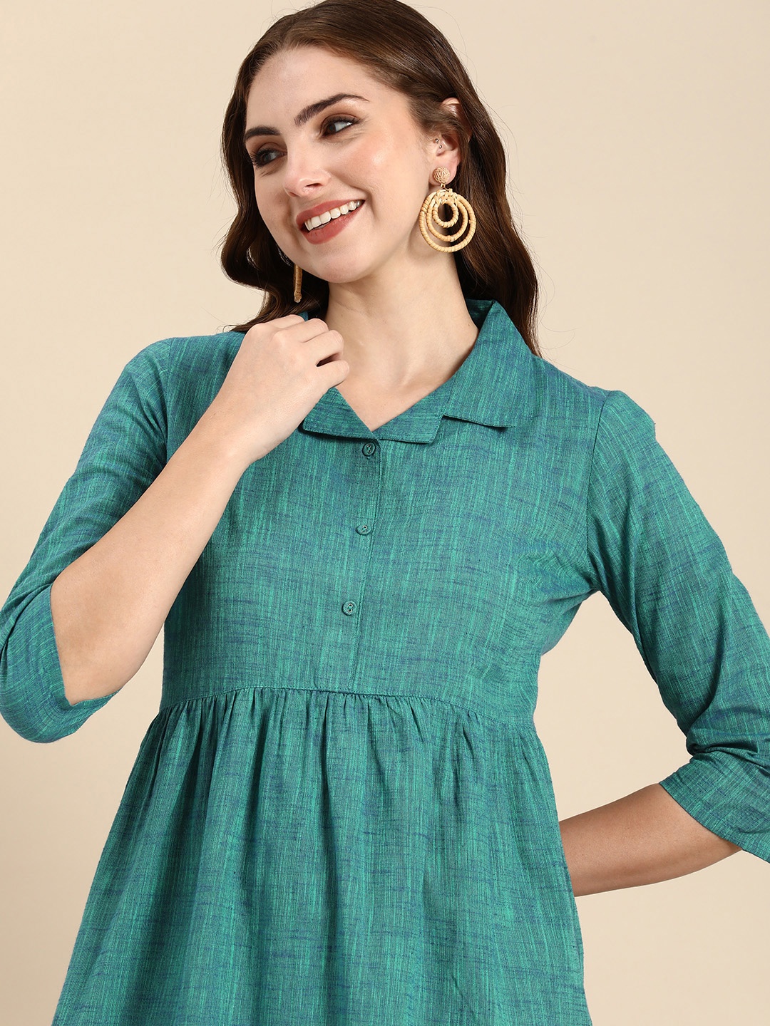 

Anouk Women Solid A-Line Kurta, Teal