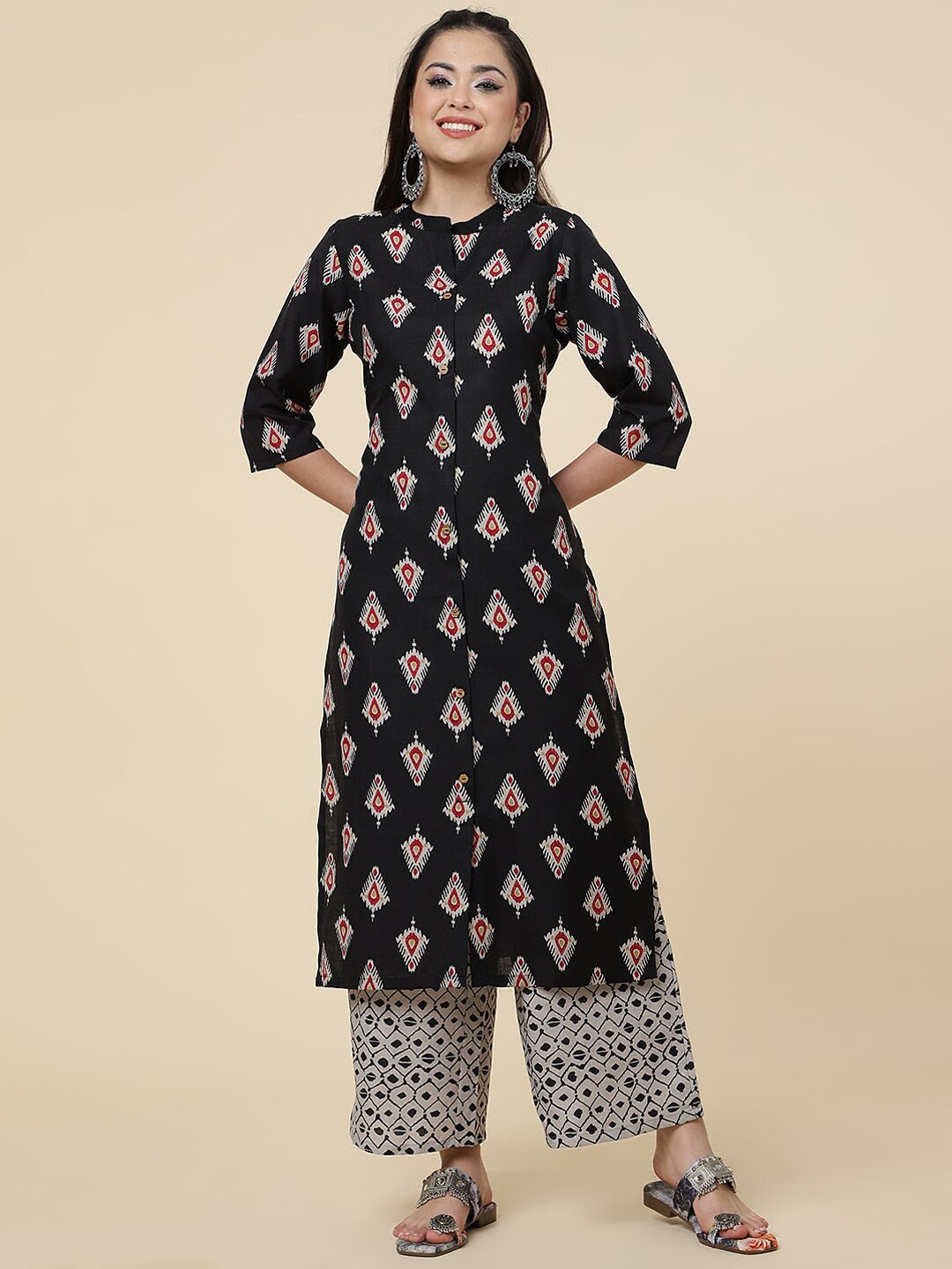 

CLEMIRA Ethnic Motifs Printed Regular Kurta with Salwar, Grey