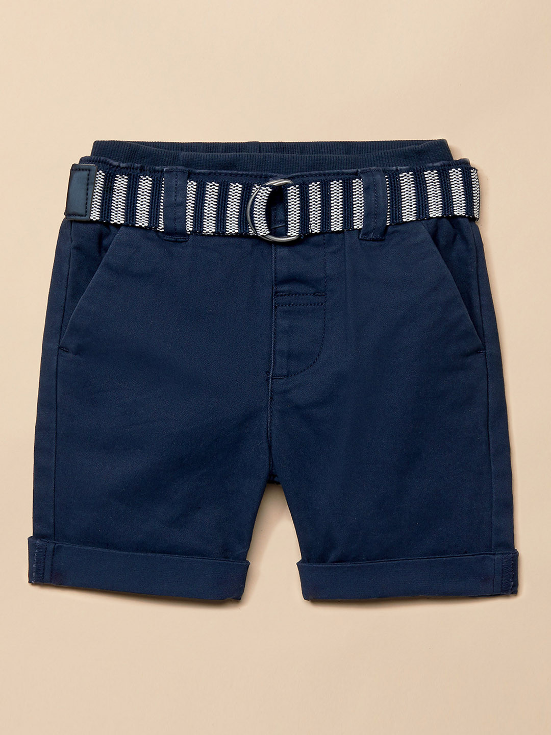 

mothercare Boys Regular Fit Mid-Rise Pure Cotton Casual Shorts, Navy blue