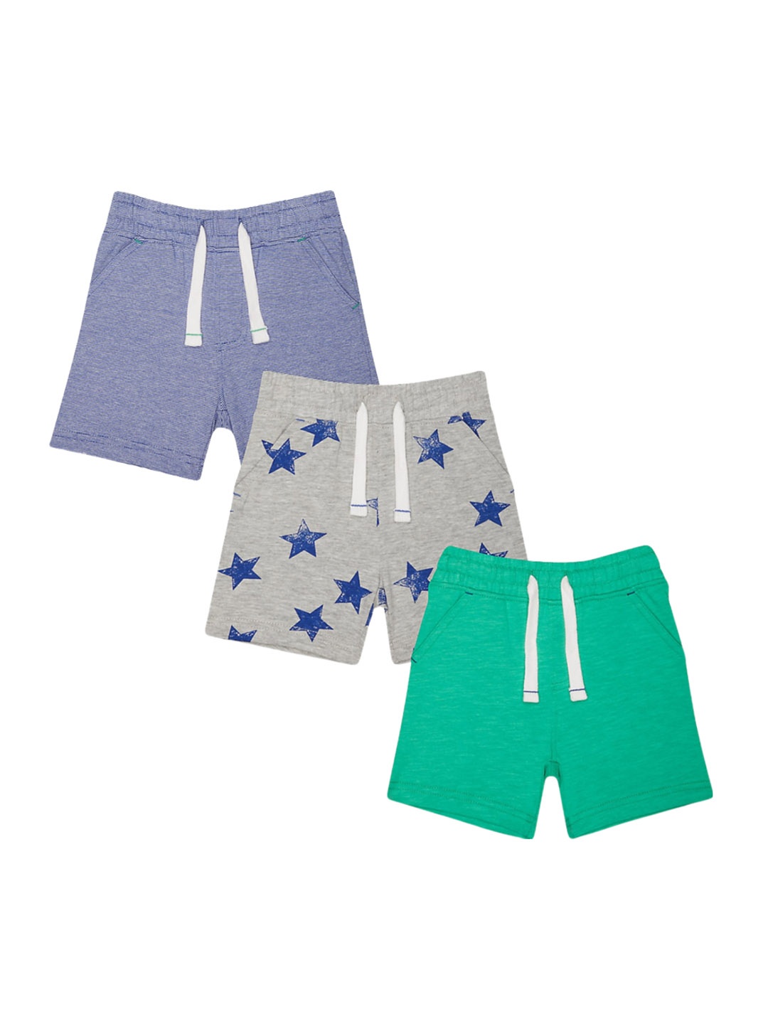 

mothercare Infant Boys Pack Of 3 Pure Cotton Shorts, Grey