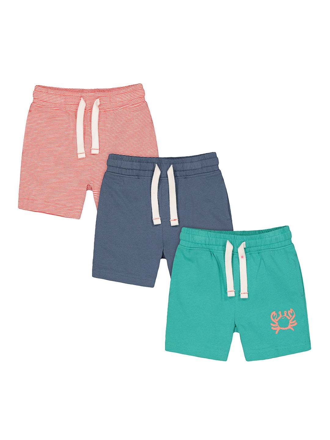 

mothercare Boys Pack Of 3 Pure Cotton Shorts, Peach