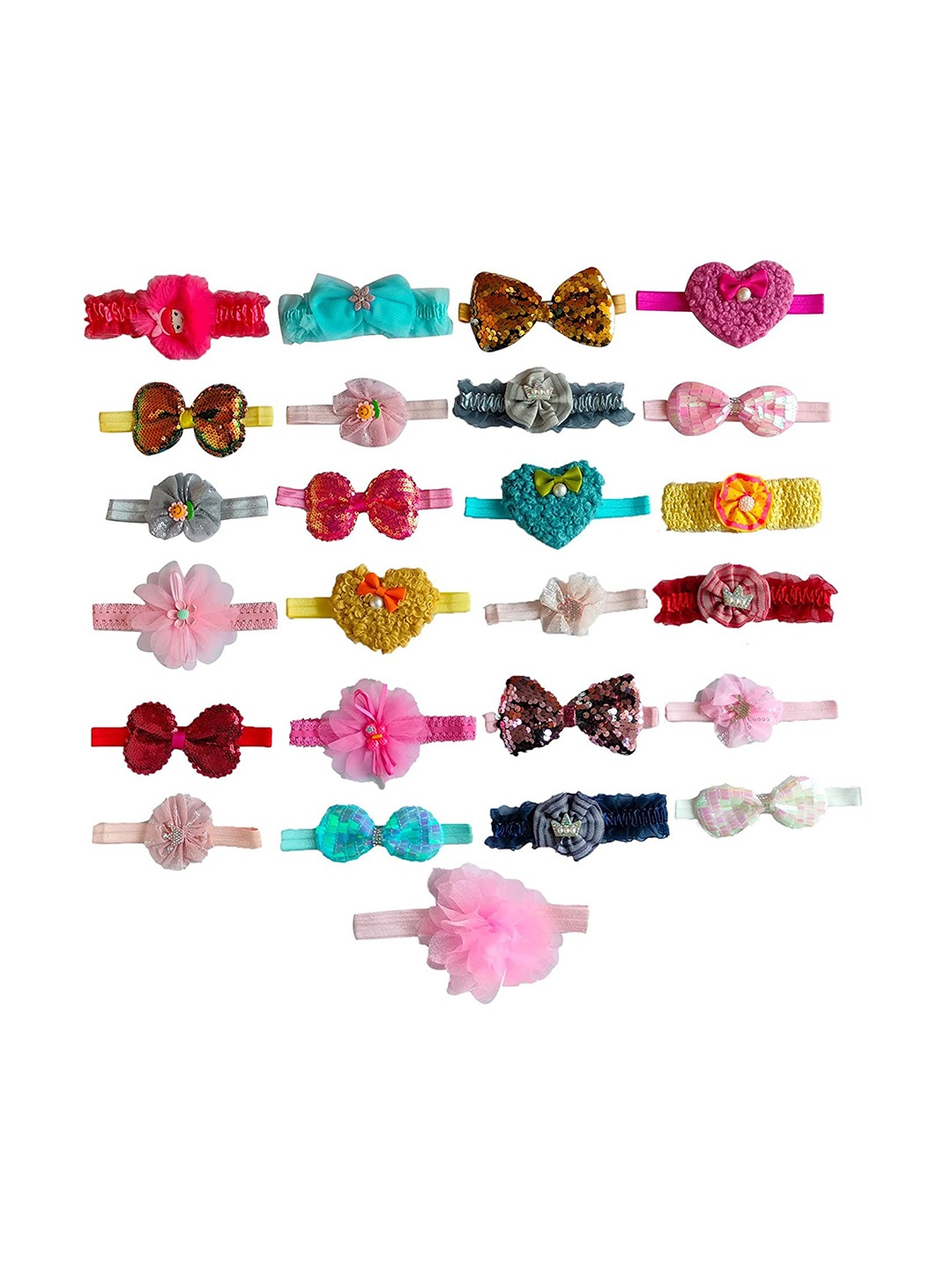 

LYTIX Girls Set of 6 Soft Fabric Embellished Hairbands, Assorted