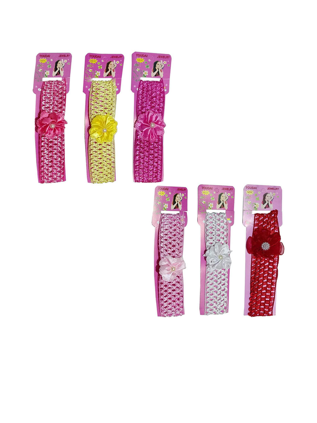 

LYTIX Infant Girls Set Of 4 Assorted Elastic floral Headbands