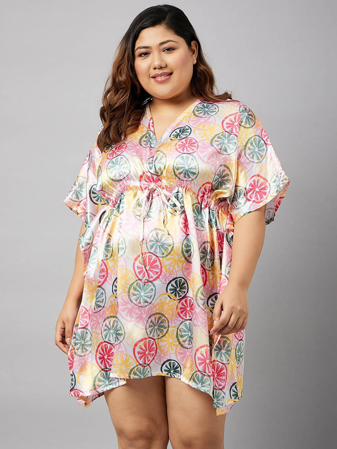 

Curves By ZeroKaata Plus Size Printed Kaftan Cover Up Dress, Pink