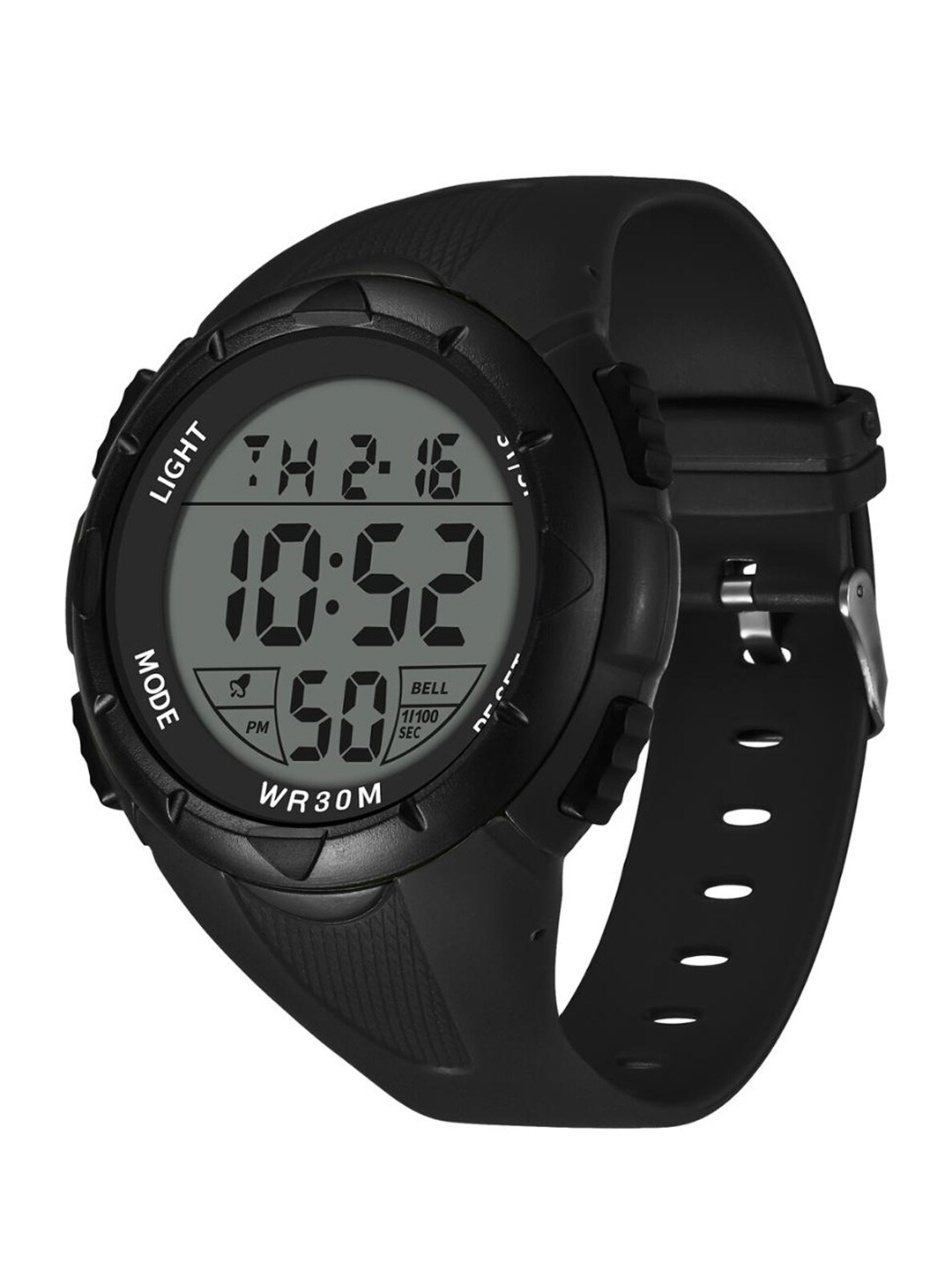 

Shocknshop Men Leather Straps Digital Multi Function Watch WCH82Black, Black