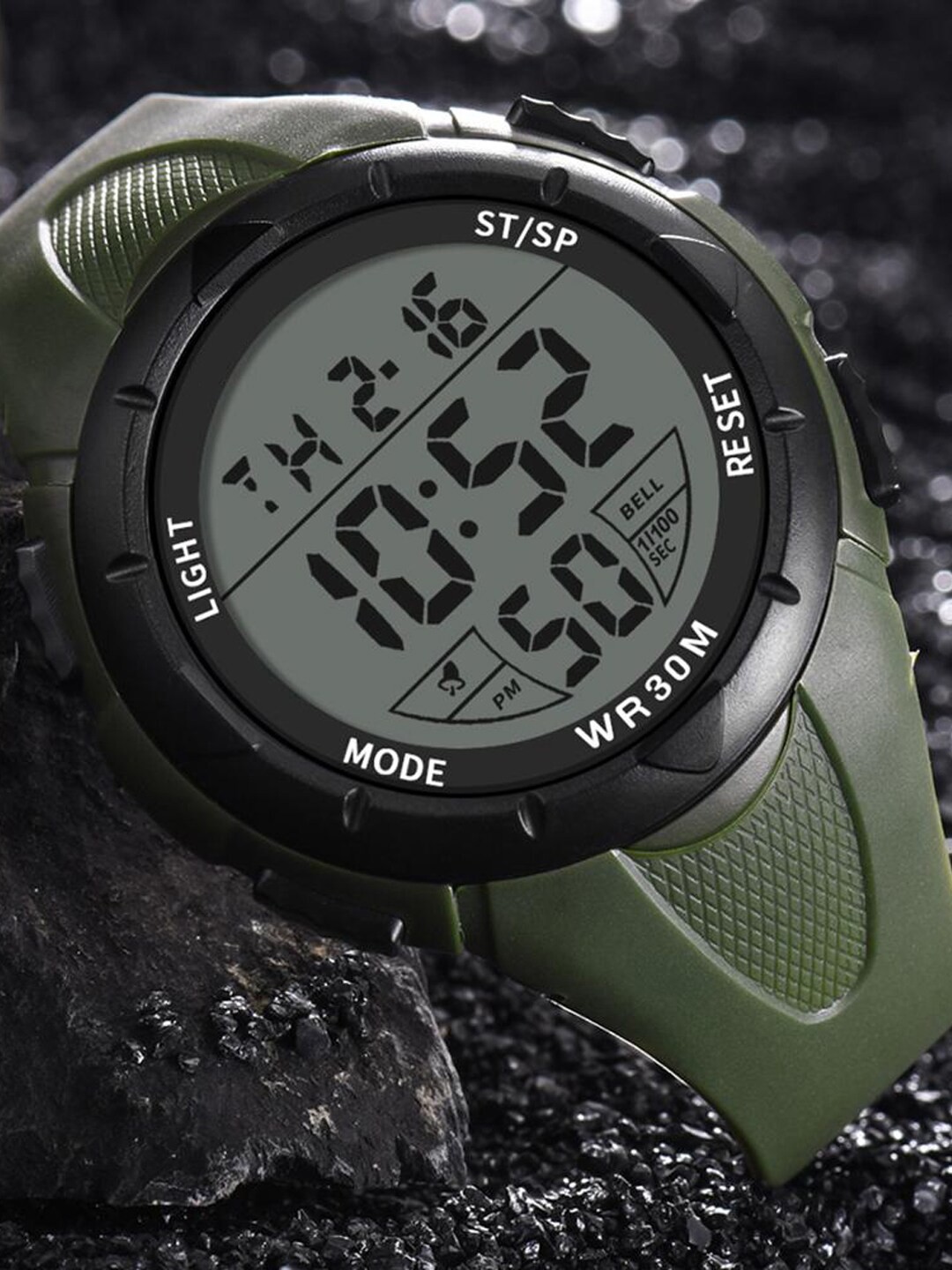 

Shocknshop Men Silicon Straps Digital Multi Function Watch WCH82Green, Green