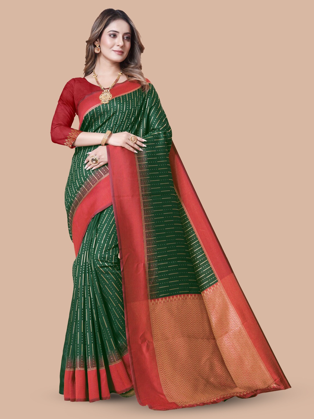 

nirja Fab Woven Design Zari Detailed Banarasi Saree, Green