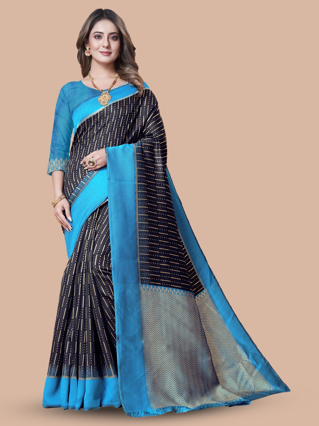 

nirja Fab Geometric Woven Design Zari Banarasi Saree, Blue