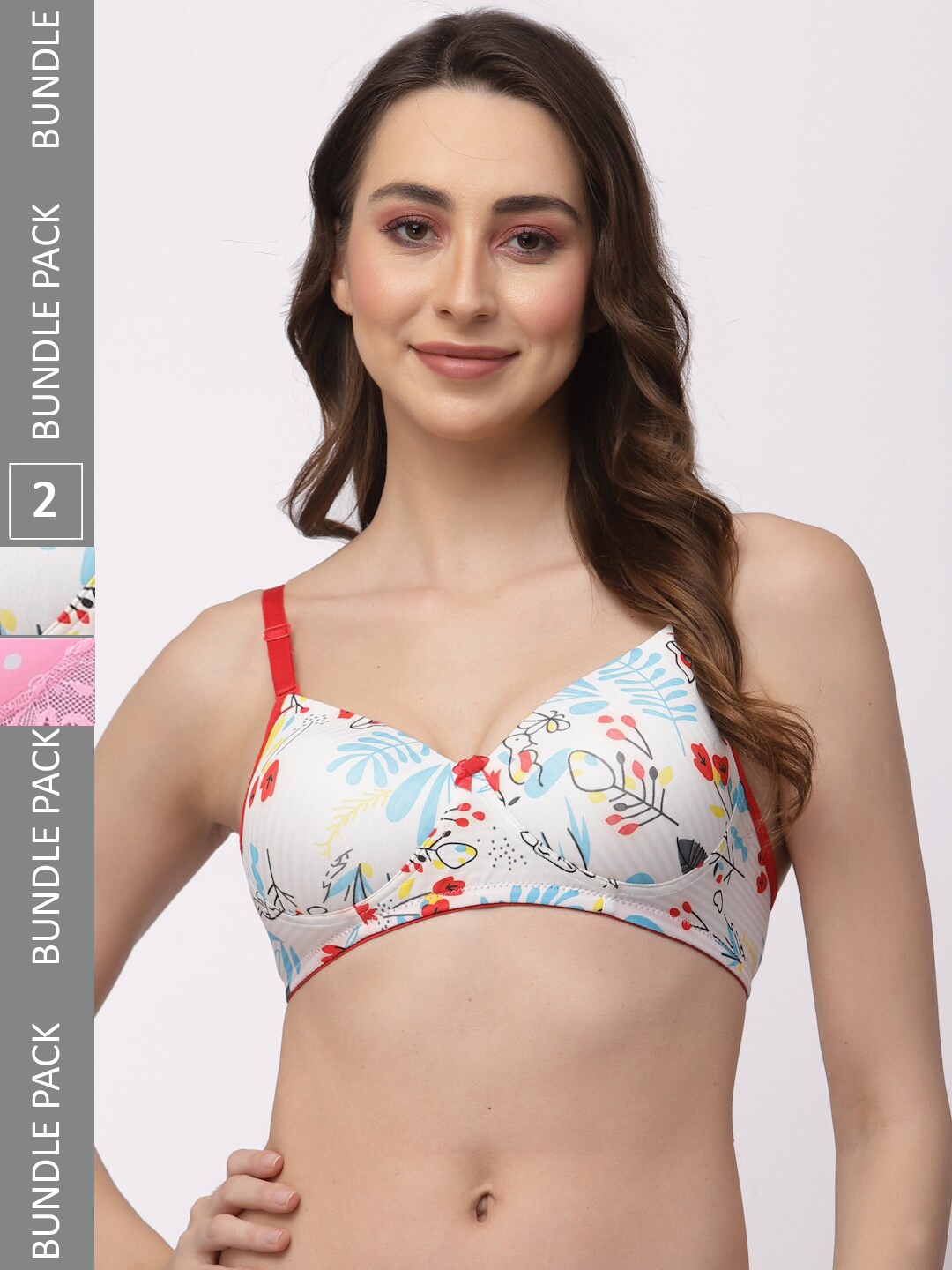 

College Girl Polka Dot Full Coverage Lightly Padded Bra With All Day Comfort, Pink