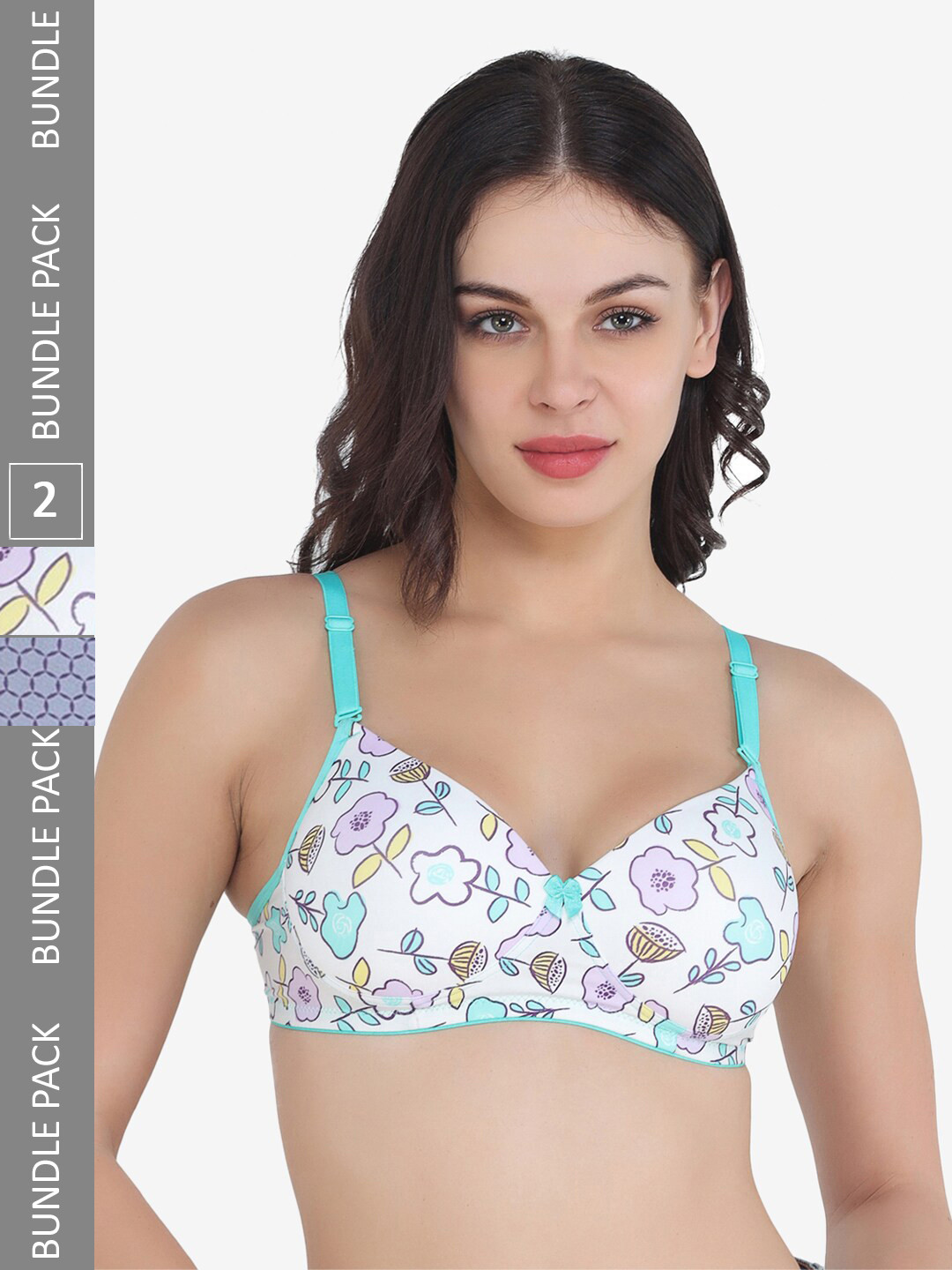 

College Girl Floral Full Coverage Lightly Padded Bra With All Day Comfort, White