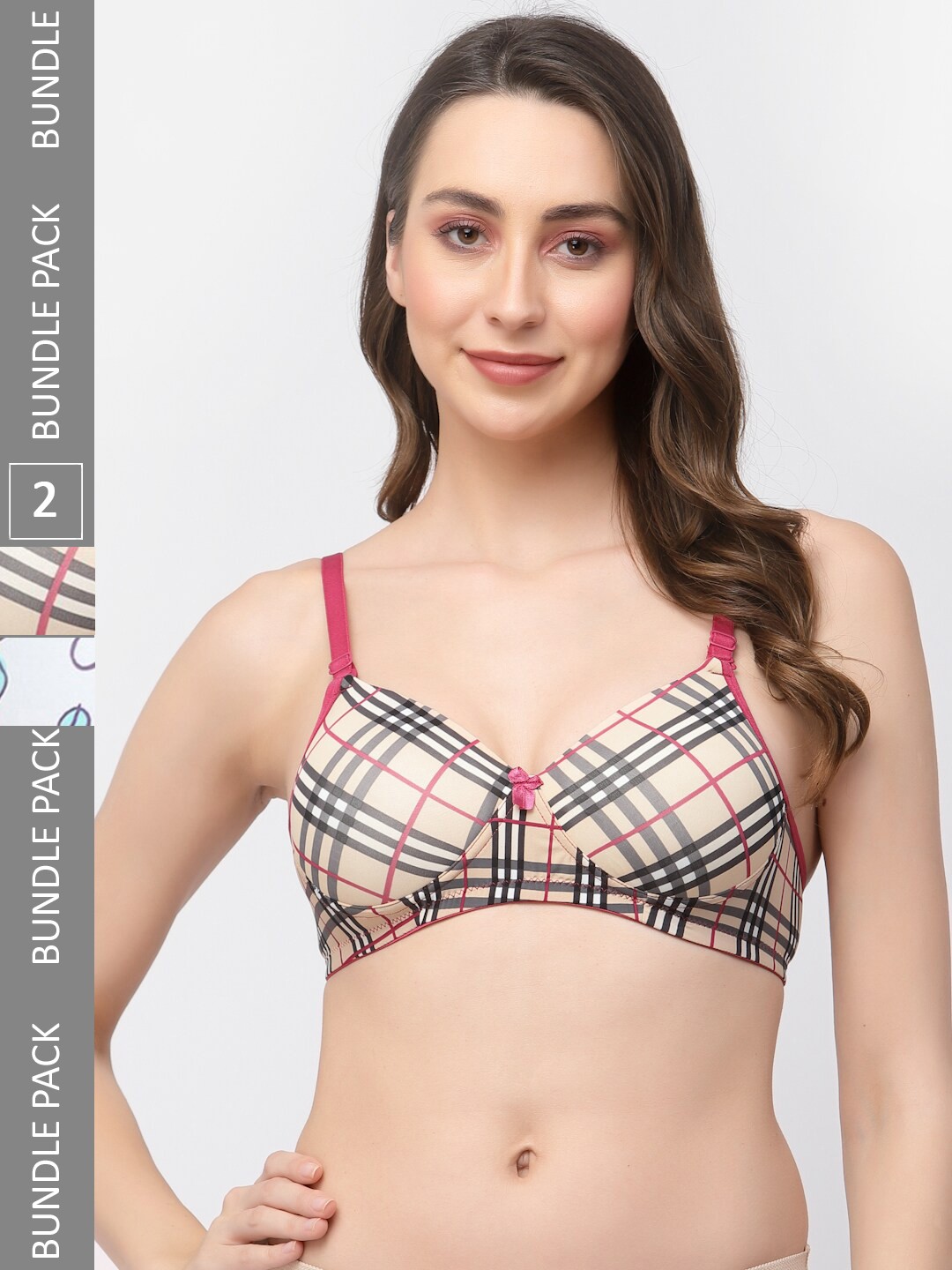 

College Girl Pack Of 2 Floral Bra Full Coverage All Day Comfort Lightly Padded, White
