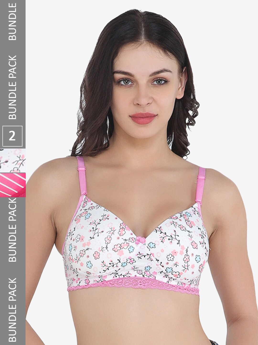 

College Girl Pack Of 2 Full Coverage Lightly Padded Bra, Pink