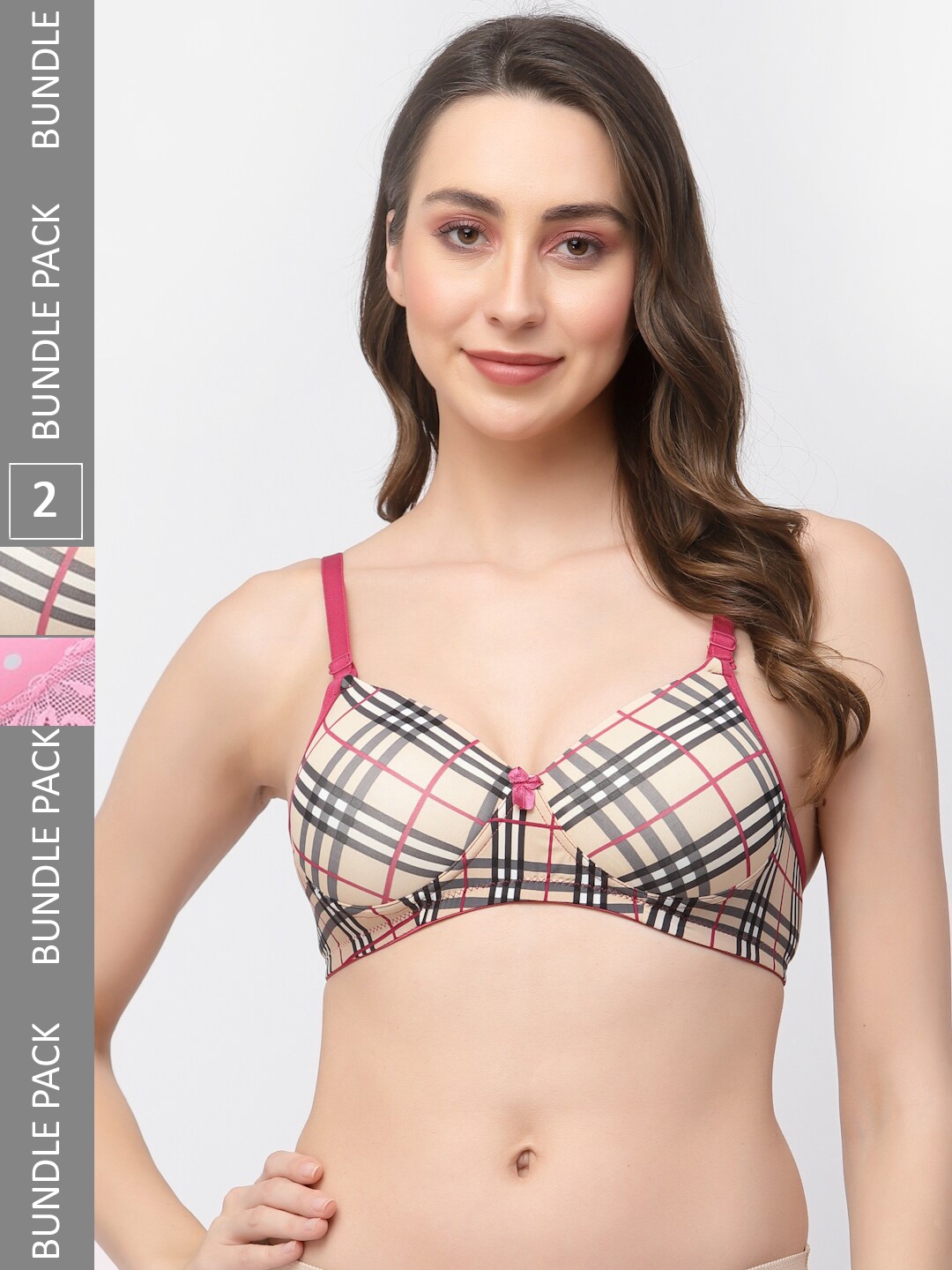 

College Girl Pack Of 2 Full Coverage Lightly Padded Bra, Pink