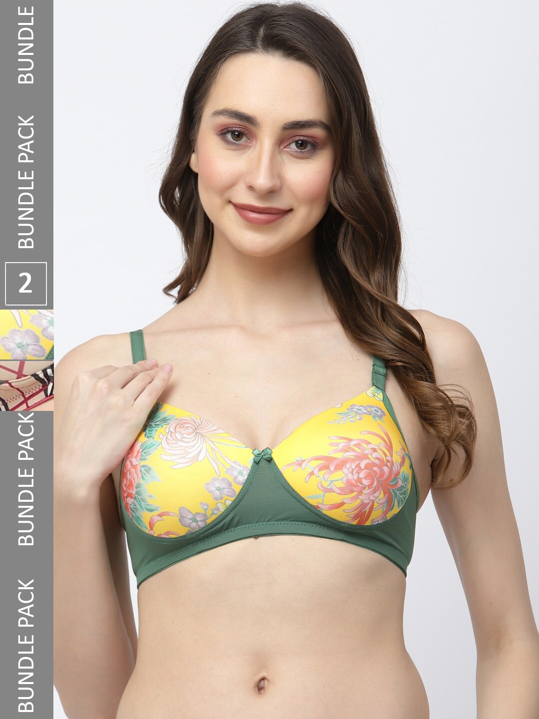 

College Girl Floral Full Coverage Lightly Padded Bra With All Day Comfort, Green