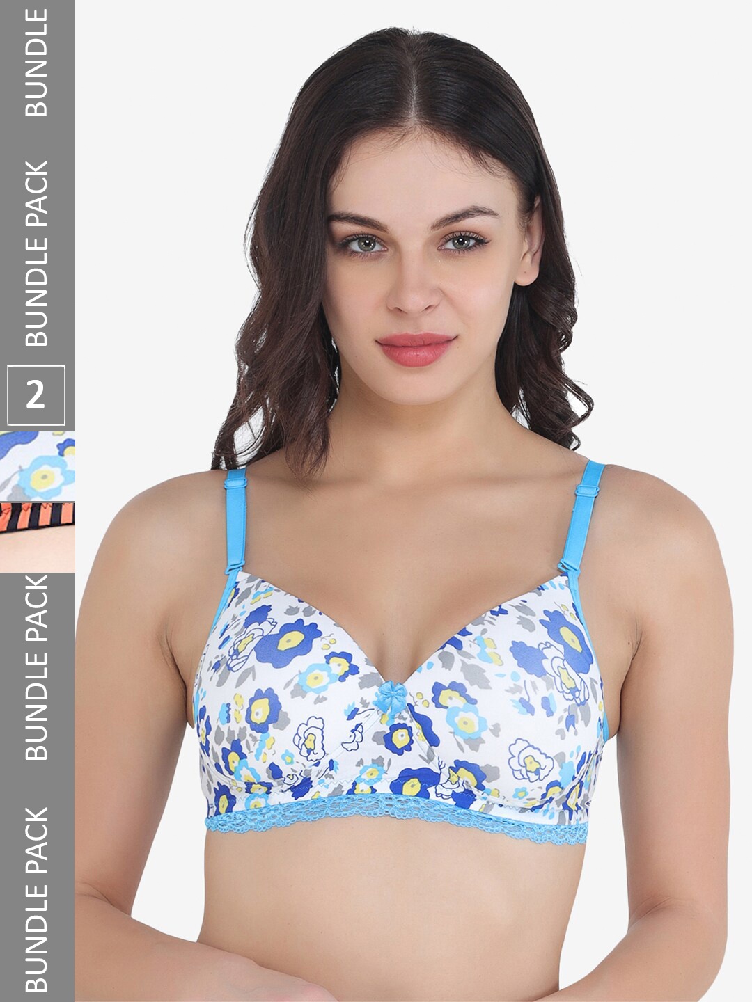 

College Girl Pack Of 2 Full Coverage Lightly Padded T-shirt Bra With All Day Comfort, Blue