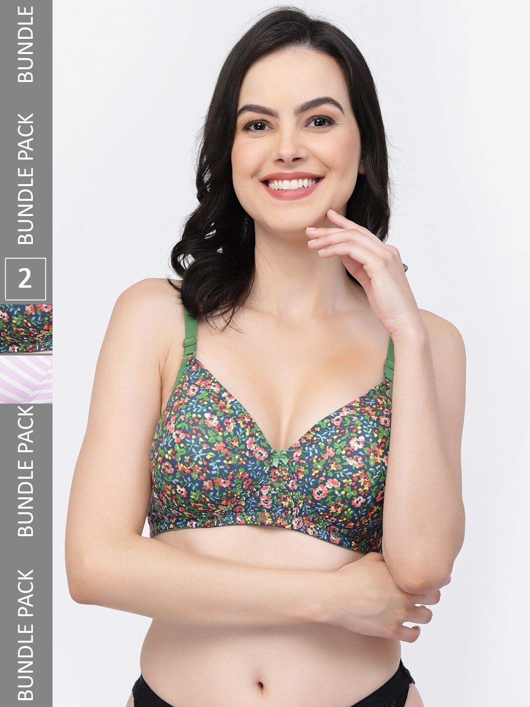 

College Girl Pack Of 2 Full Coverage Lightly Padded Bra, Green