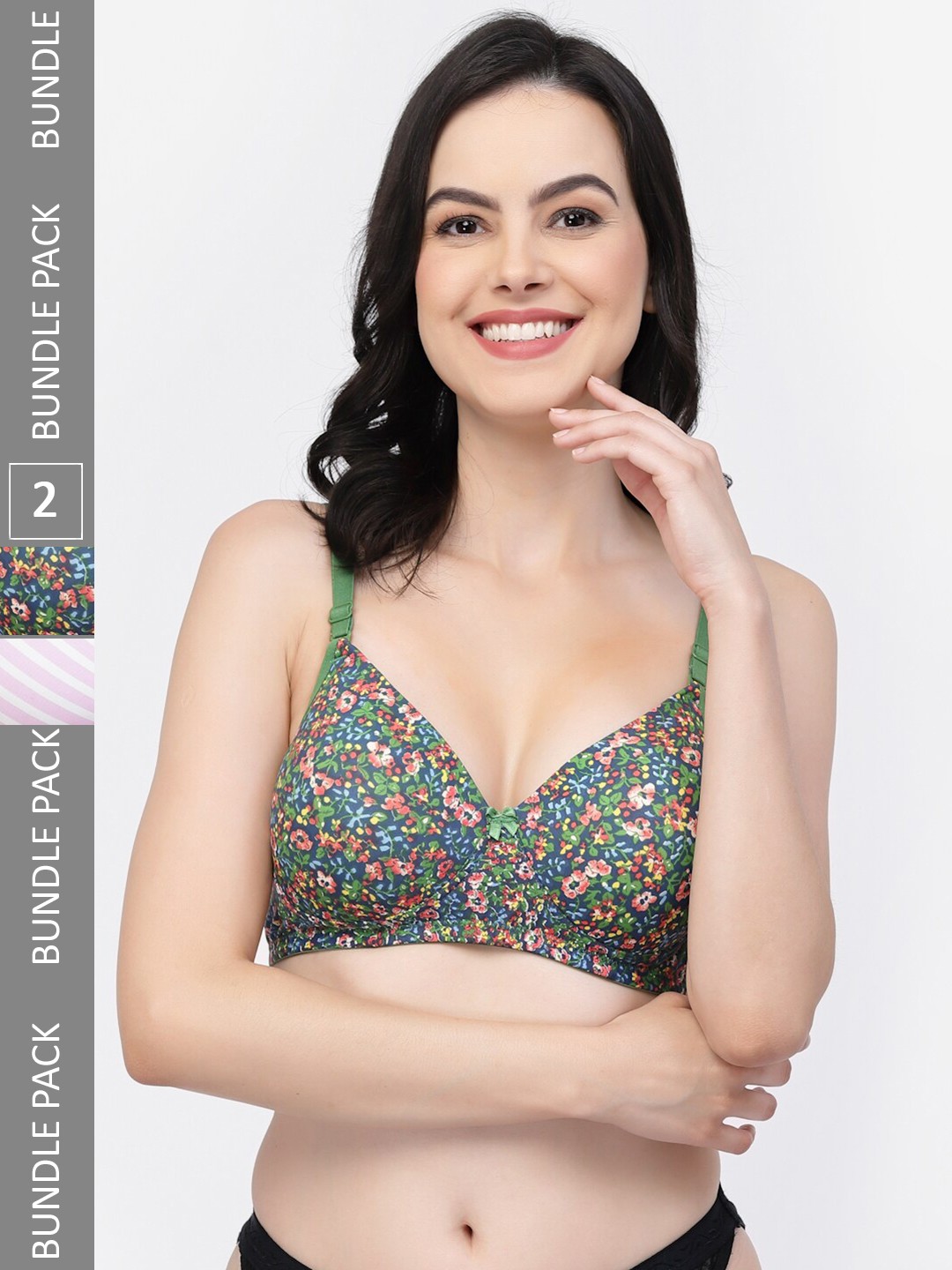 

College Girl Pack of 2 Printed Full Coverage T-shirt Bra with All Day Comfort, Blue