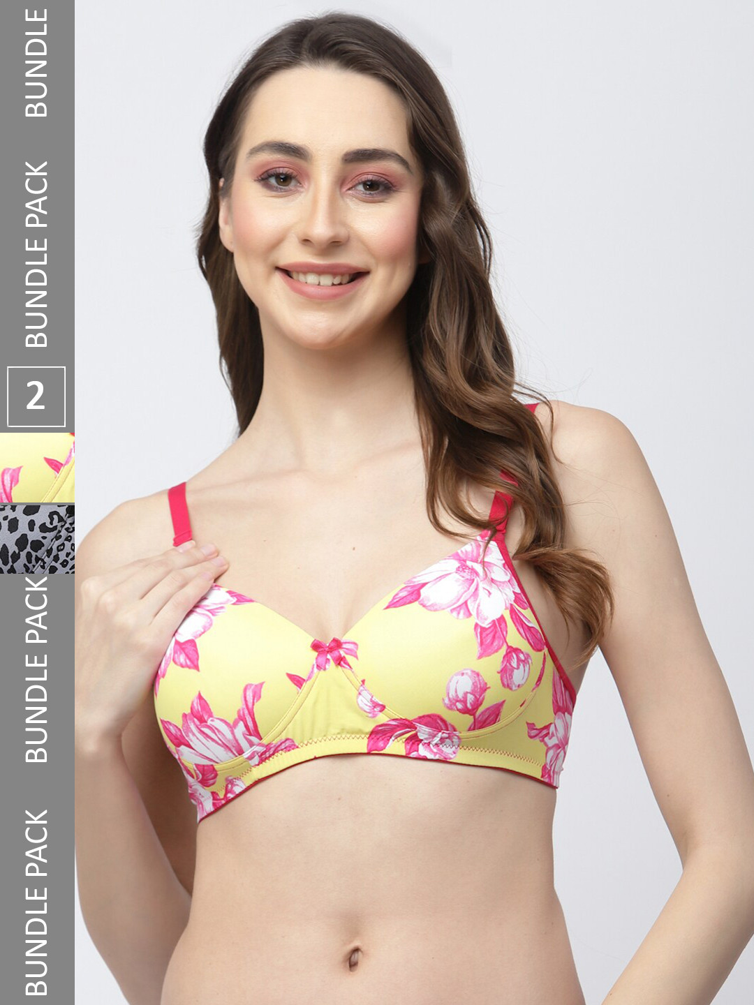 

College Girl Pack Of 2 Printed Full Coverage All Day Comfort Lightly Padded Bra, Black