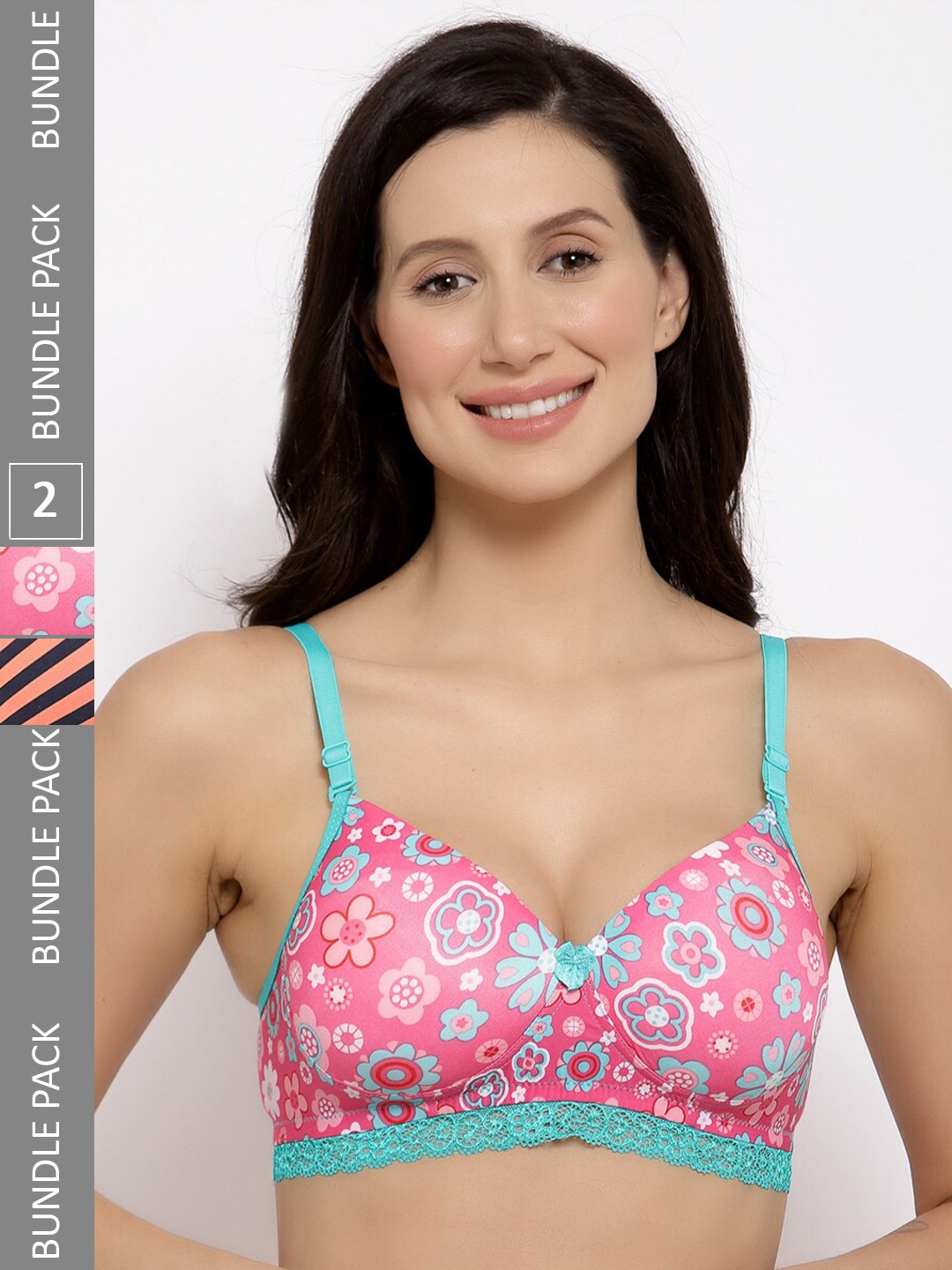 

College Girl Pack Of 2 Full Coverage Lightly Padded T-shirt Bra With All Day Comfort, Pink