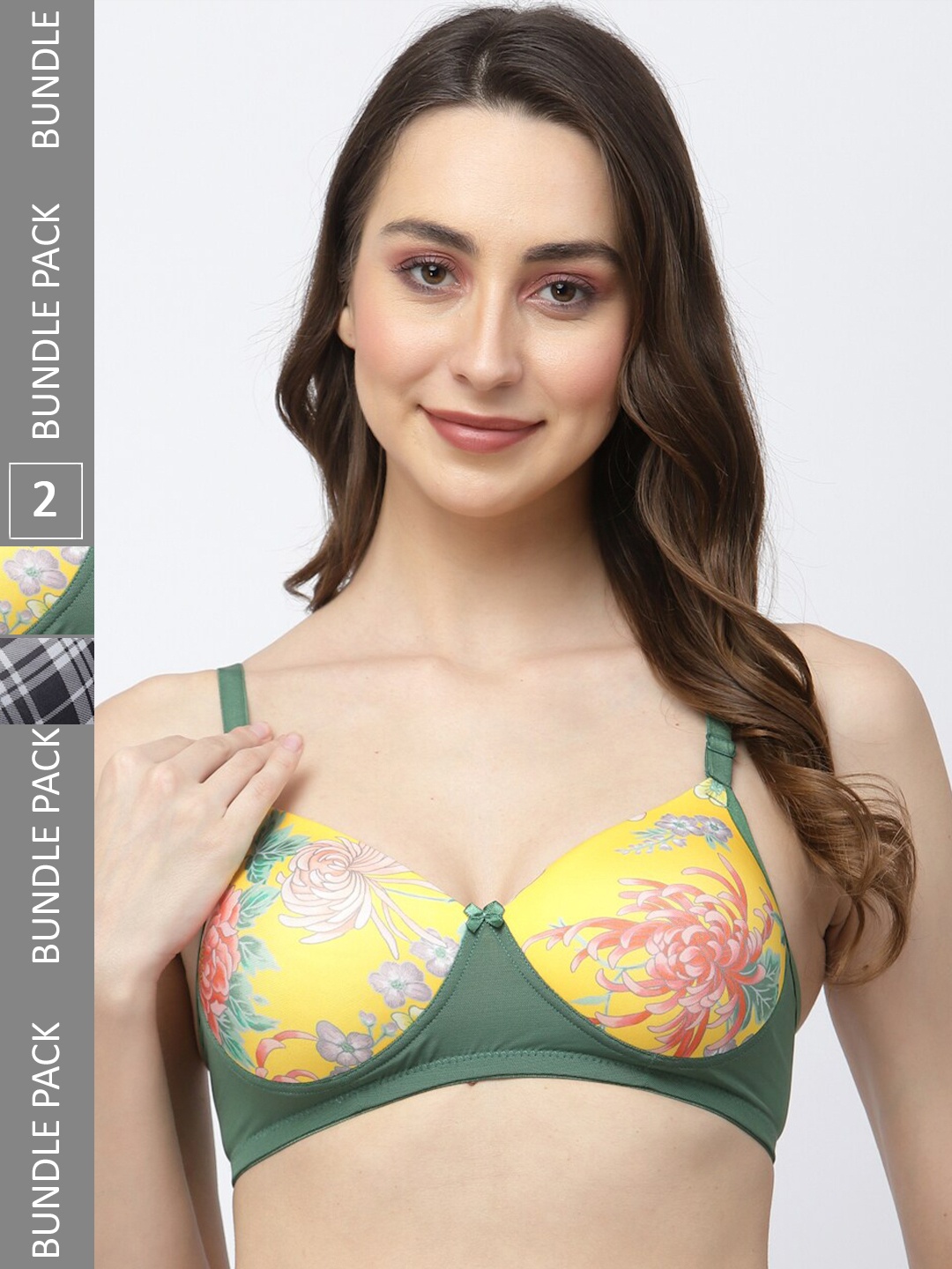 

College Girl Pack Of 2 Full Coverage Lightly Padded T-shirt Bra With All Day Comfort, Green