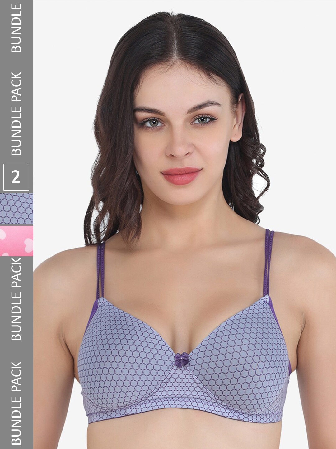 

College Girl Pack Of 2 Full Coverage Lightly Padded Bra, Purple