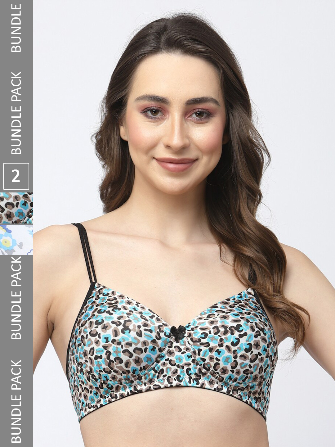 

College Girl Pack Of 2 Printed Lightly Padded Full Coverage All Day Comfort T-Shirt Bra, White