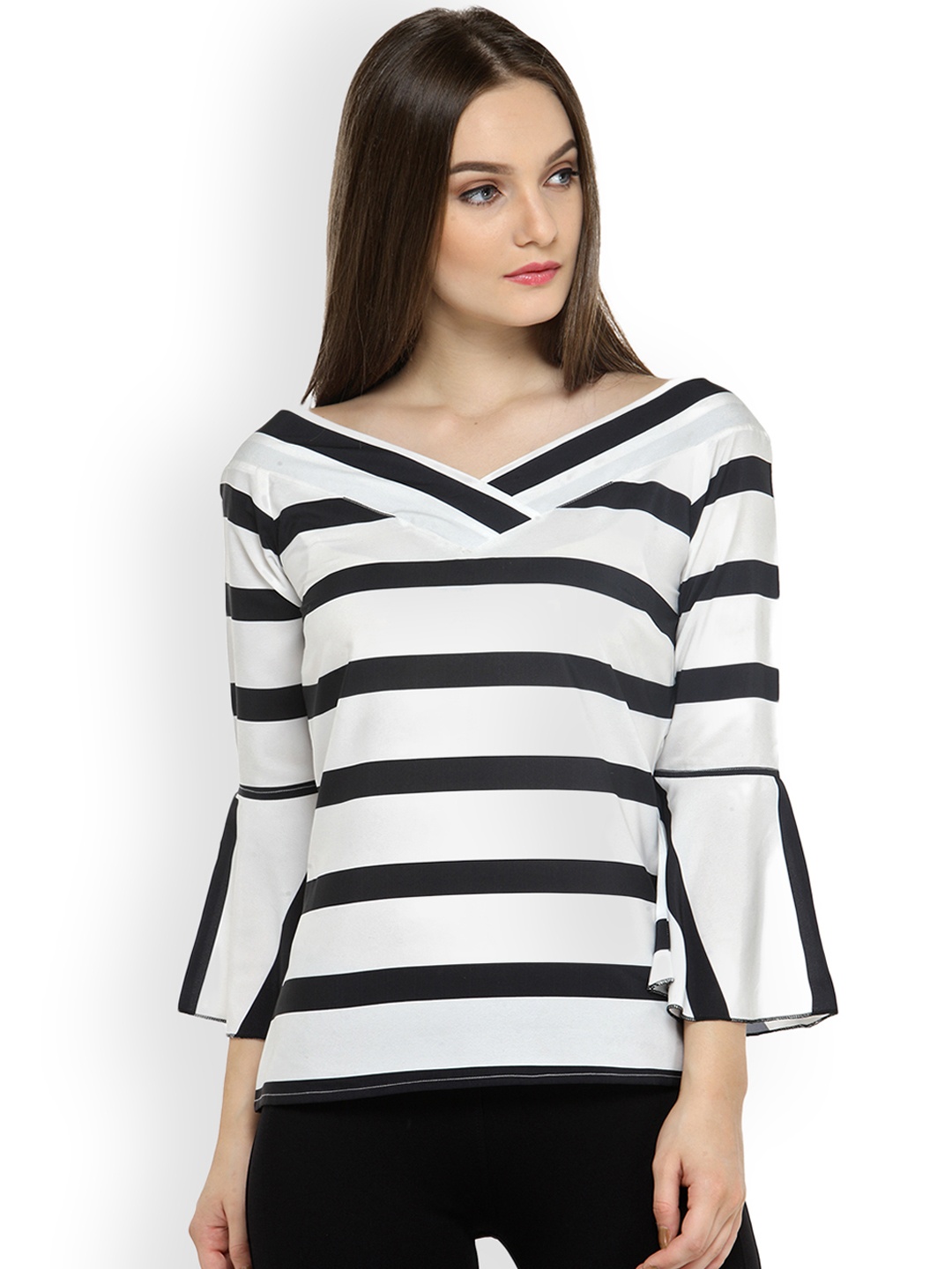 

plusS Women White Striped Top