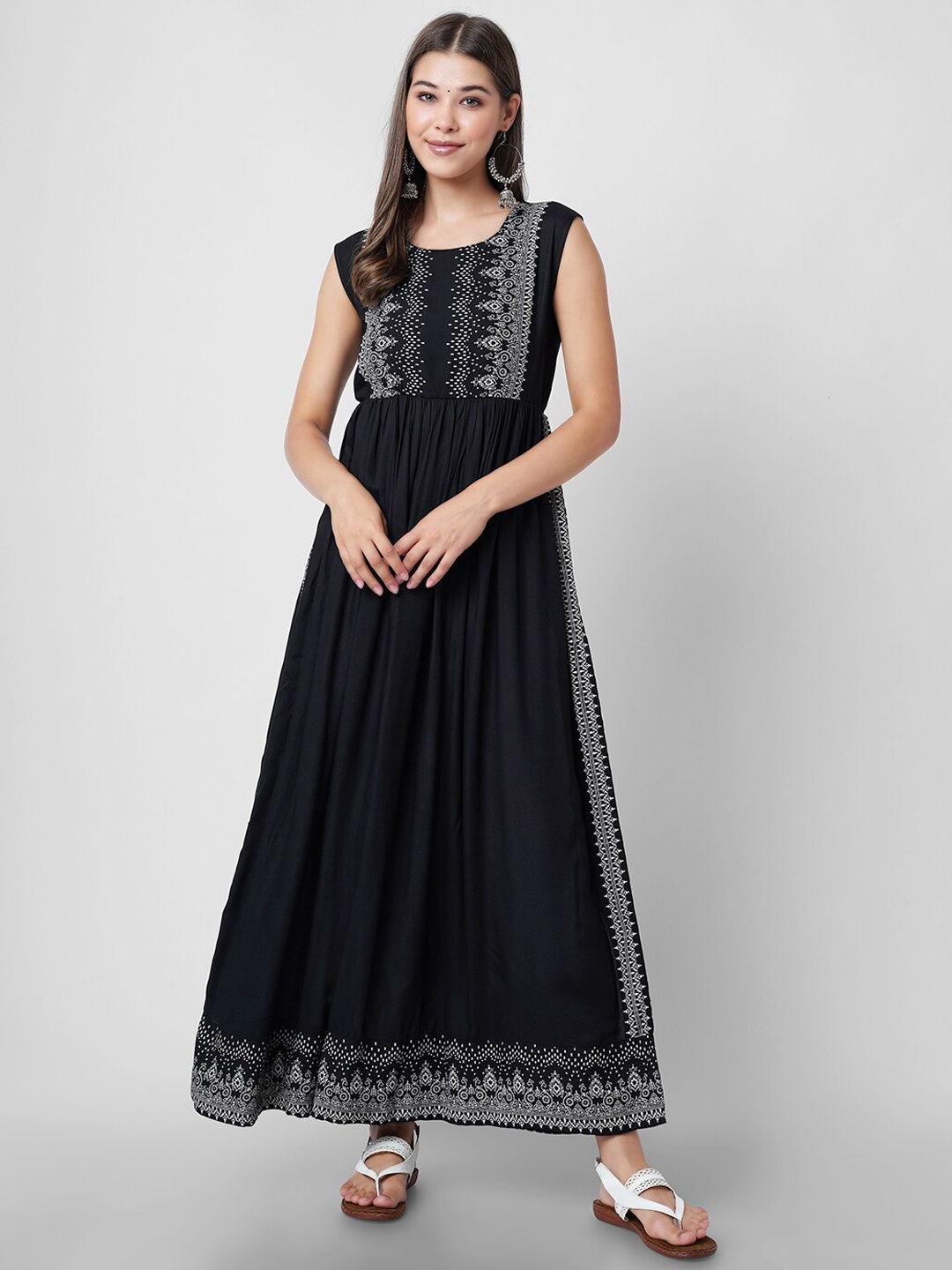 

DK FAB Ethnic Motifs Printed Anarkali Kurta, Black