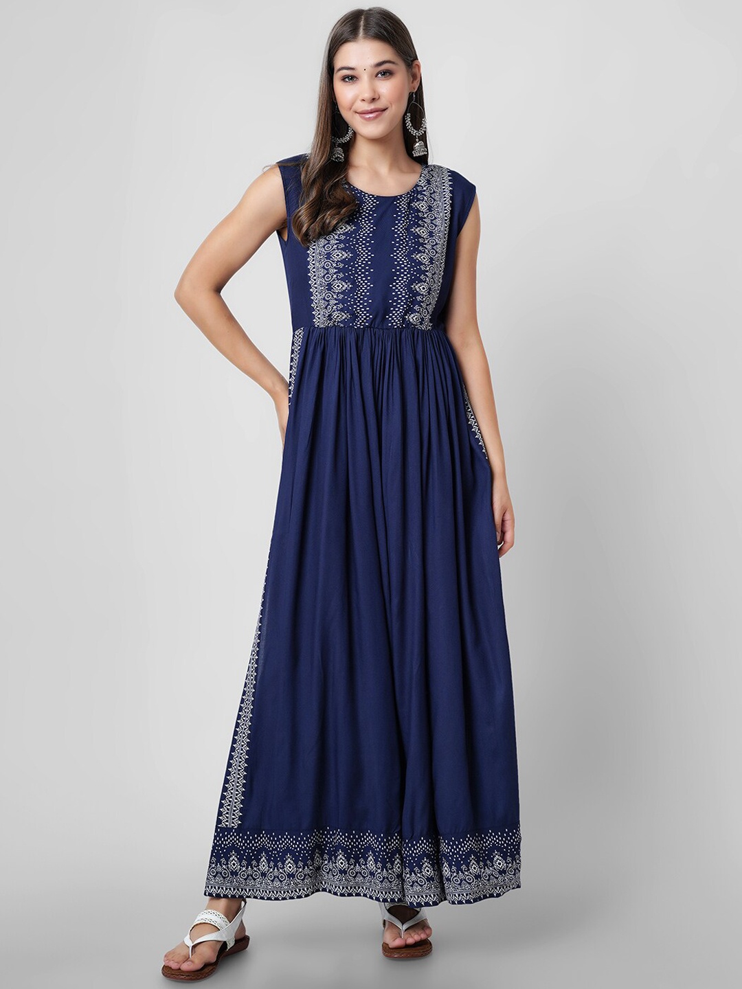 

DK FAB Ethnic Motifs Printed Anarkali Kurta, Blue