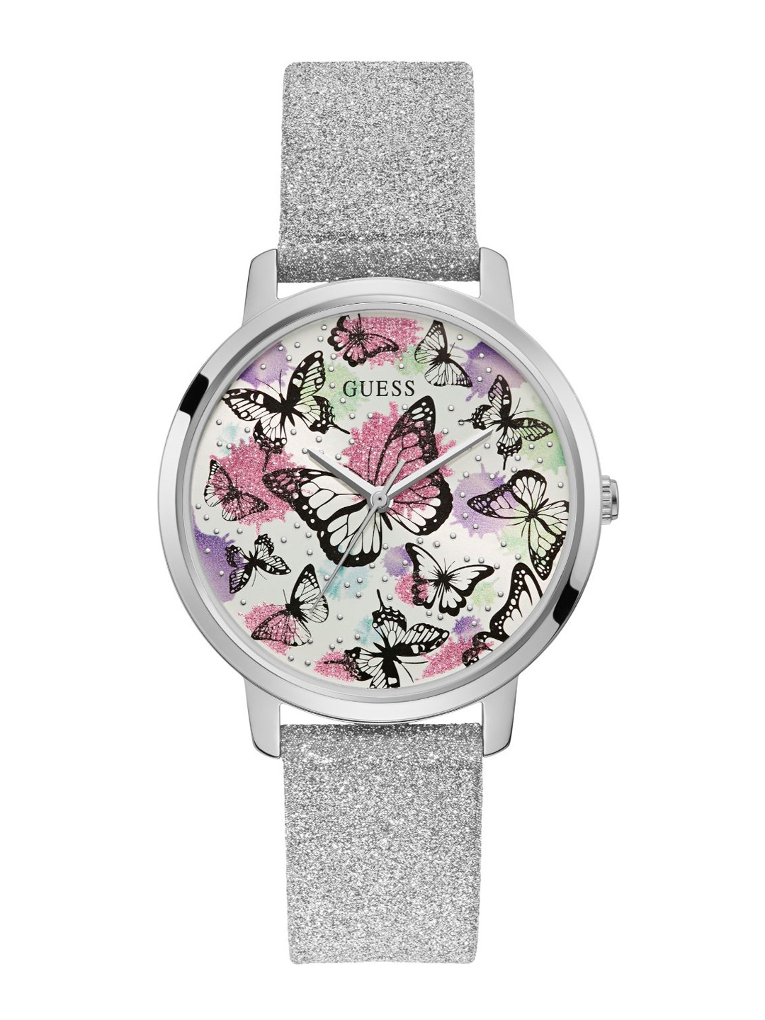 

GUESS Women Printed Dial & Leather Textured Straps Analogue Watch GW0008L1, White
