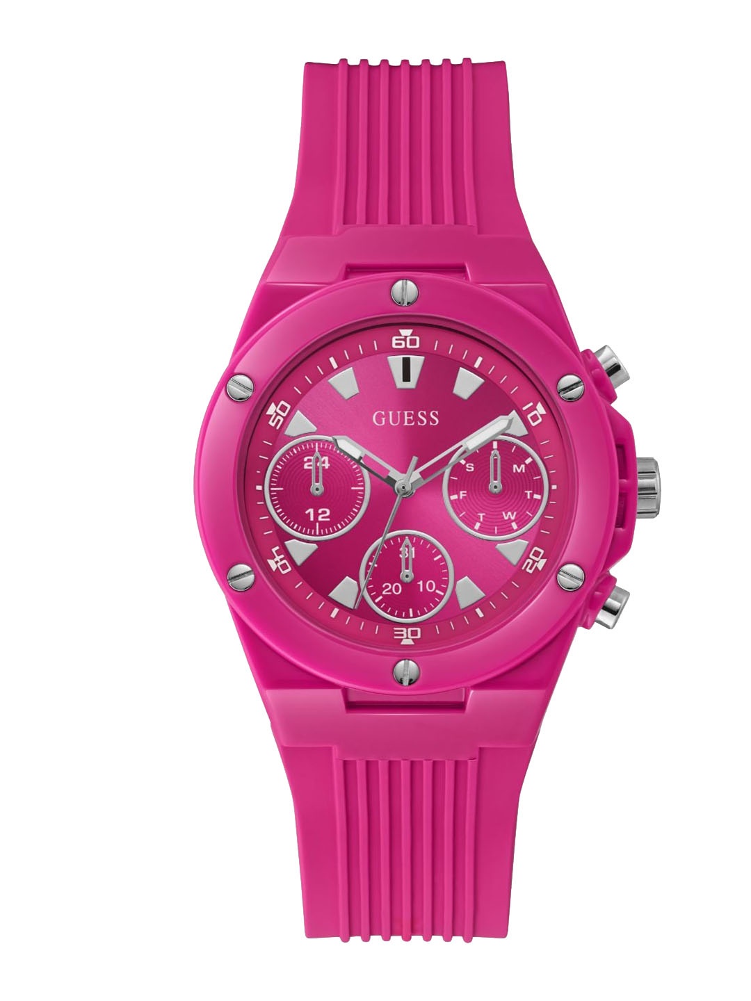 

GUESS Embellished Dial & Straps Analogue Watch, Pink