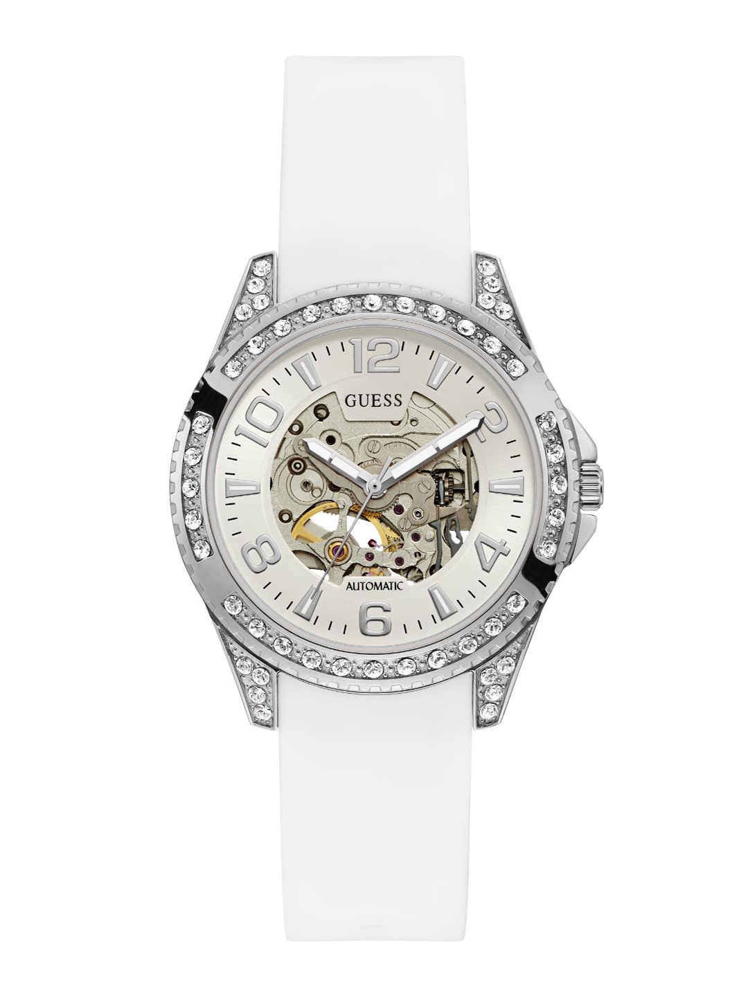

GUESS Women Embellished Dial & Straps Analogue Watch W1239L1, Silver