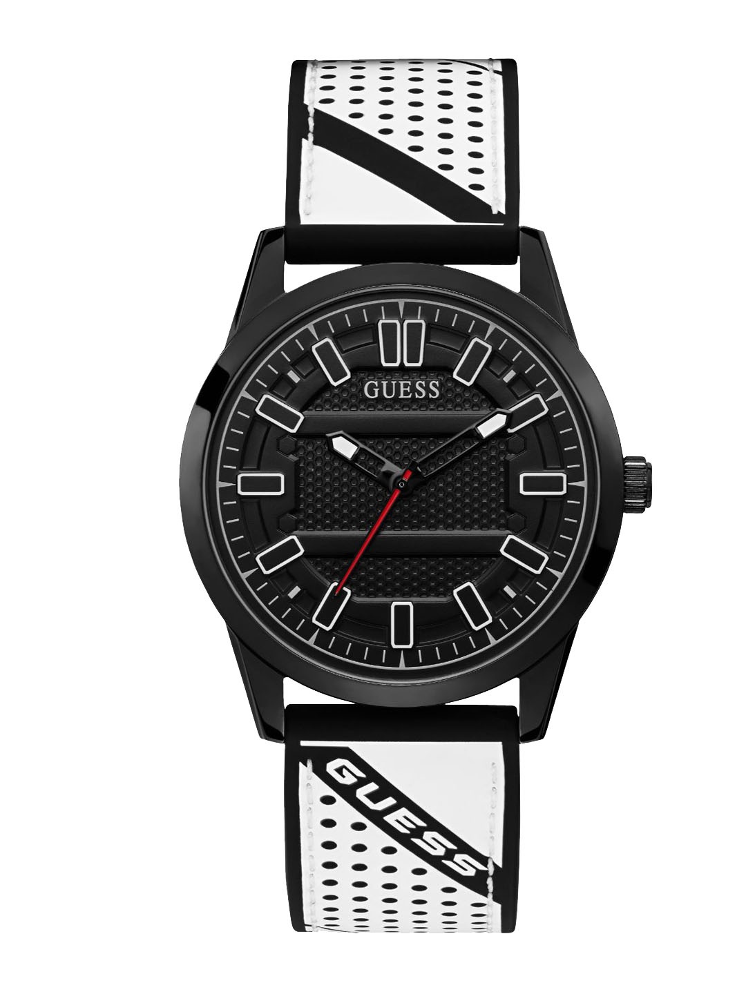 

GUESS Men Printed Dial & Bracelet Style Straps Analogue Watch W1300G2, Black