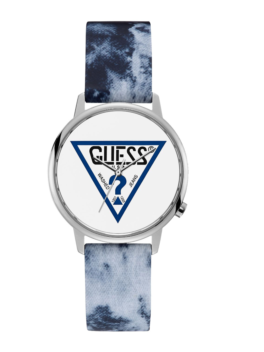 

GUESS Men Brass Printed Dial & Silver Toned Straps Analogue Watch V1031M1, Black