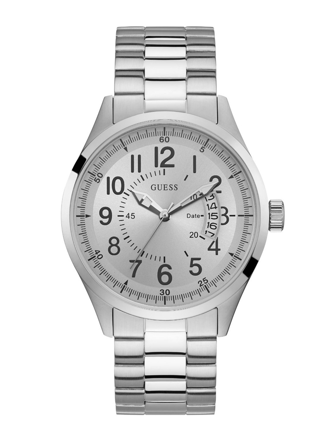 

GUESS Men Stainless Steel Bracelet Style Straps Analogue Watch W1245G1, Silver