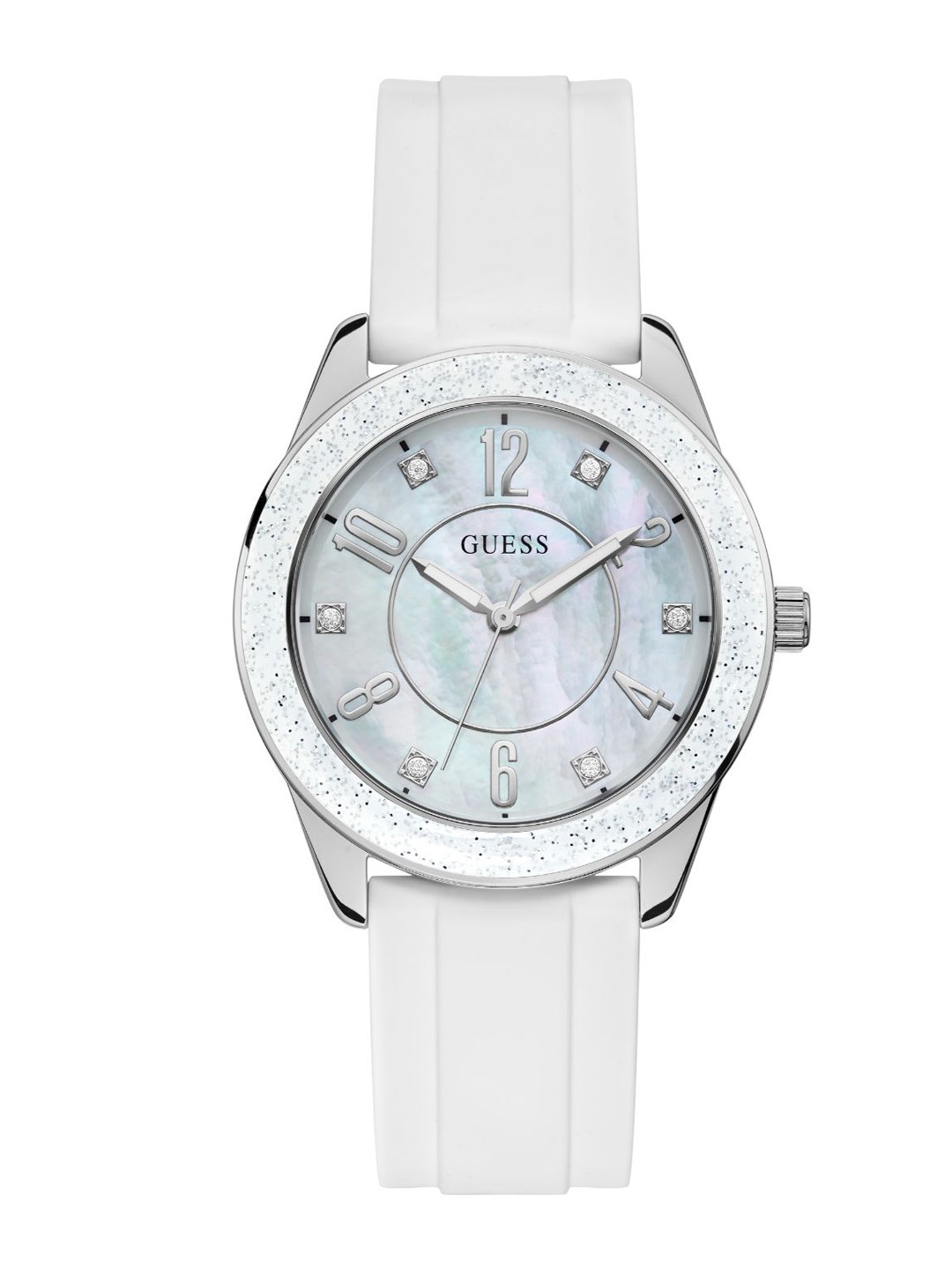 

GUESS Women Embellished Dial Analogue Watch W1237L1, White