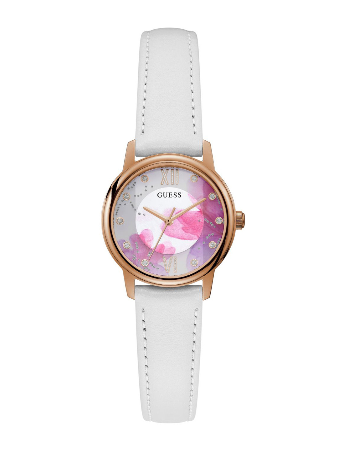 

GUESS Women Printed Dial & Leather Straps Analogue Watch GW0241L1, Rose gold
