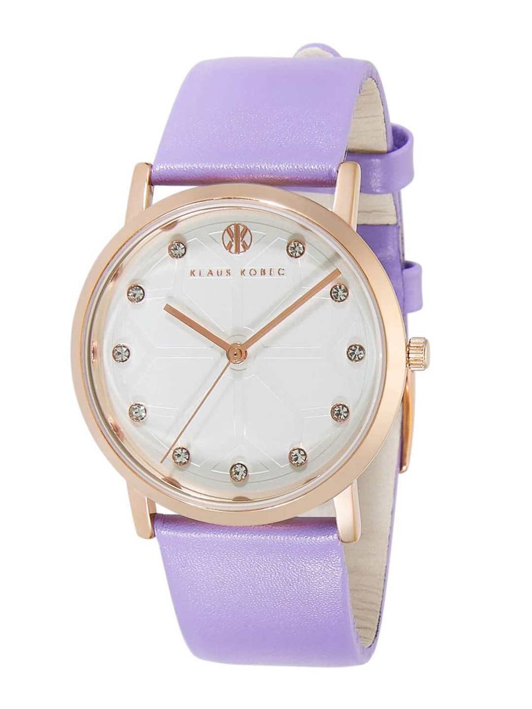 

Klaus Kobec Women Embellished Dial & Leather Straps Analogue Watch KK-10025-04X, White