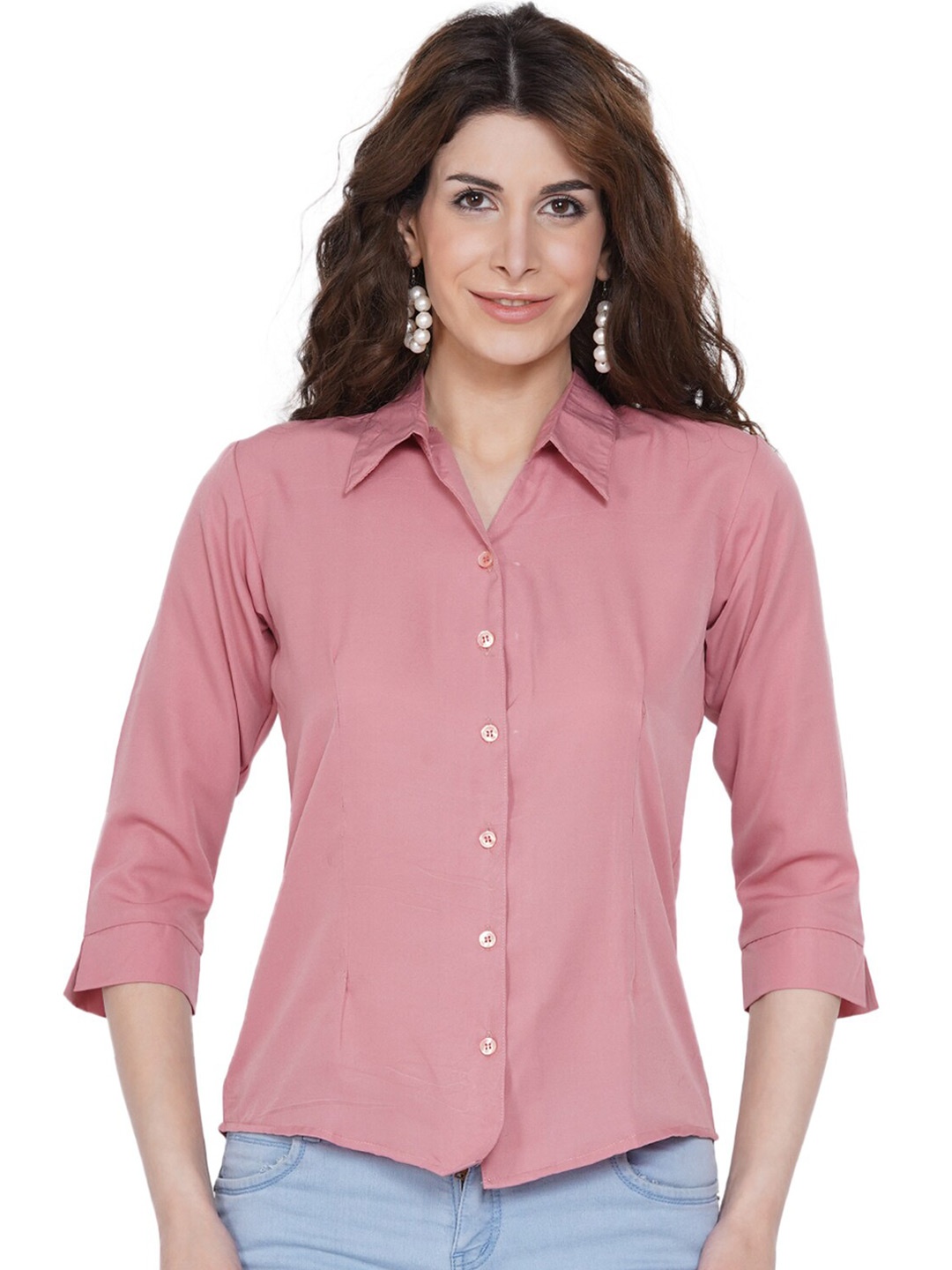 

KALINI Comfort Spread Collar Casual Shirt, Peach